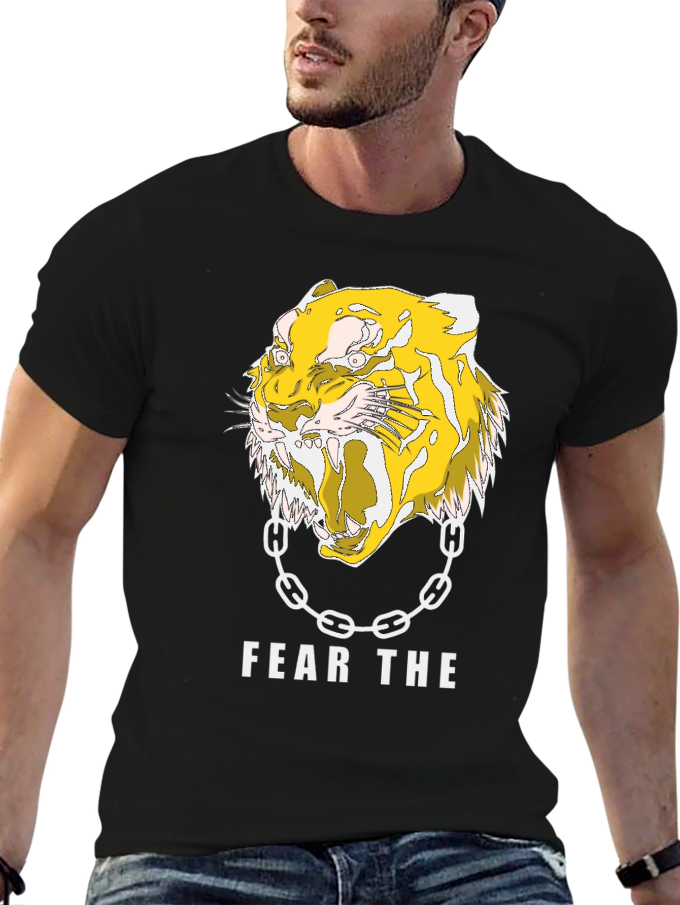 Fear the Tiger Graphic Print Black T-Shirt