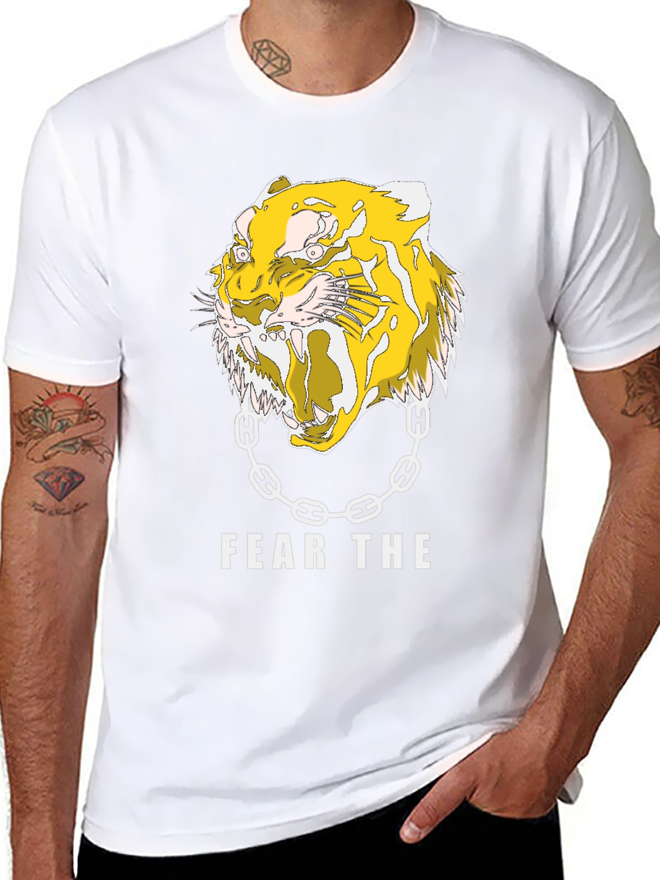 Fear the Tiger Graphic Print Black T-Shirt