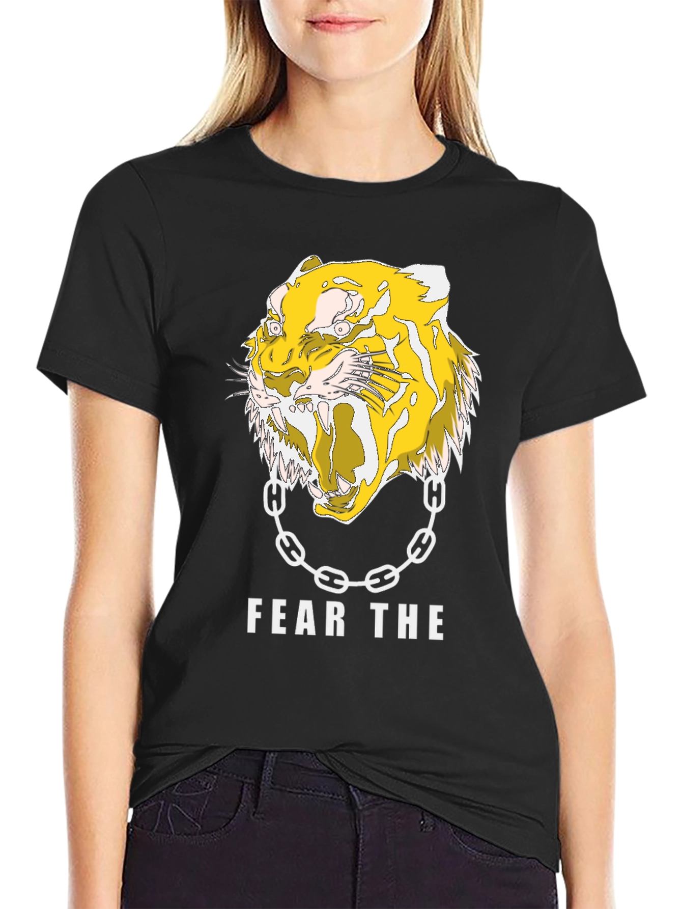 Fear the Tiger Graphic Print Black T-Shirt