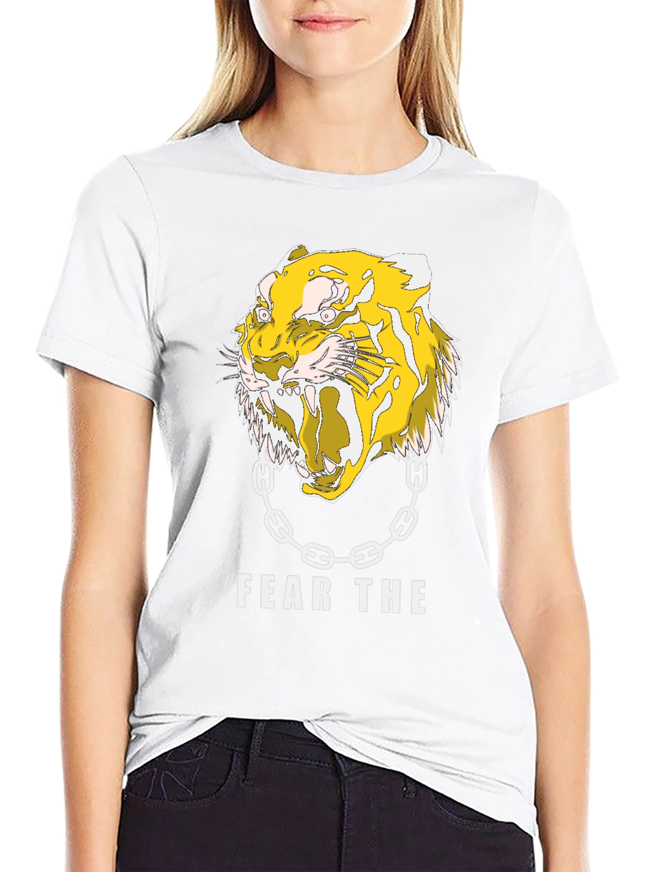 Fear the Tiger Graphic Print Black T-Shirt
