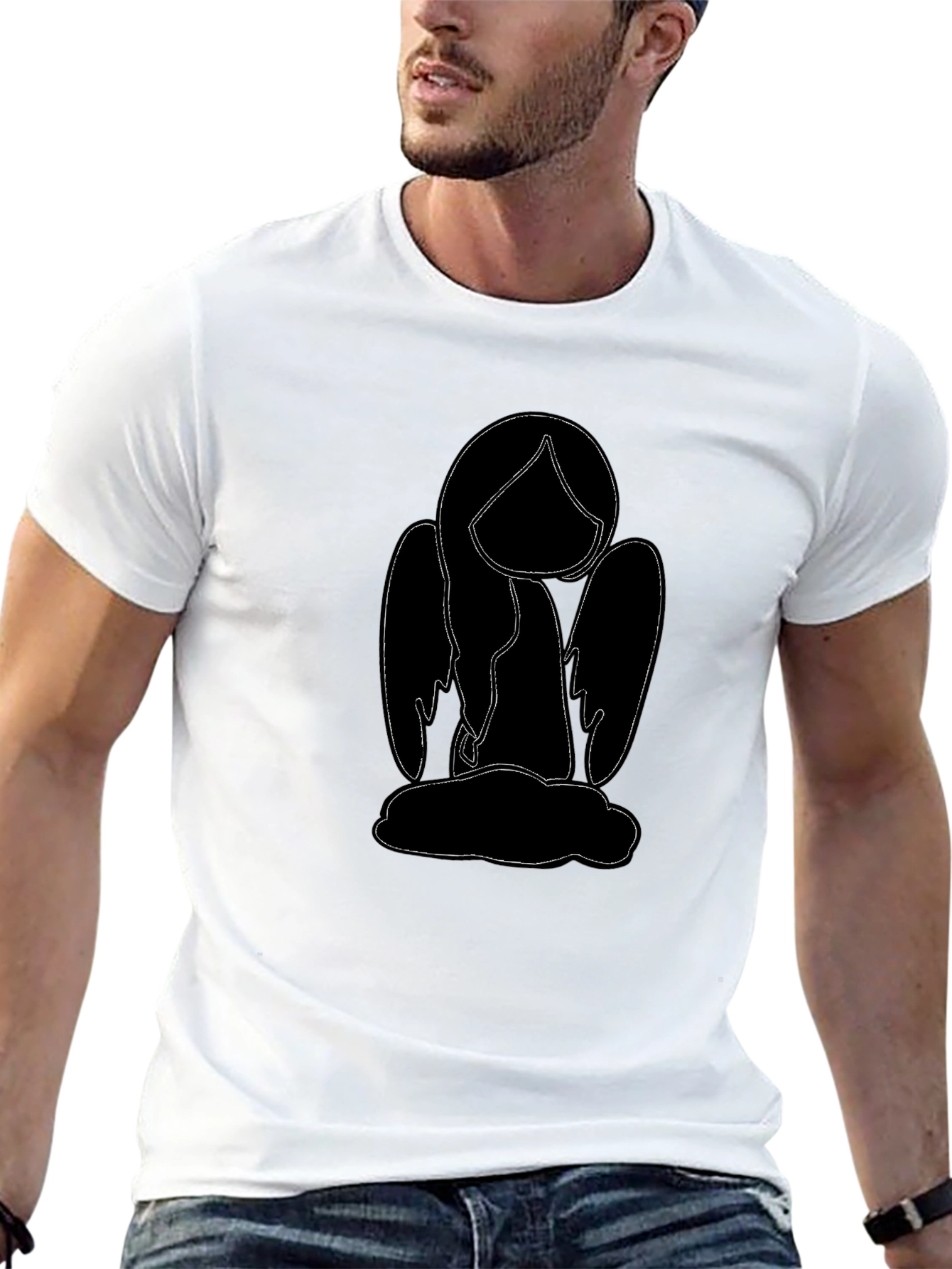 Angel Graphic Print Black T-Shirt