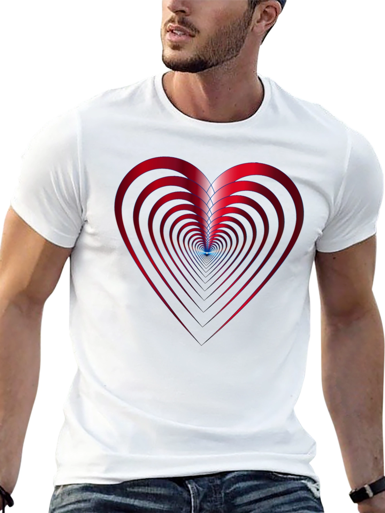 Abstract Heart Graphic Black T-Shirt
