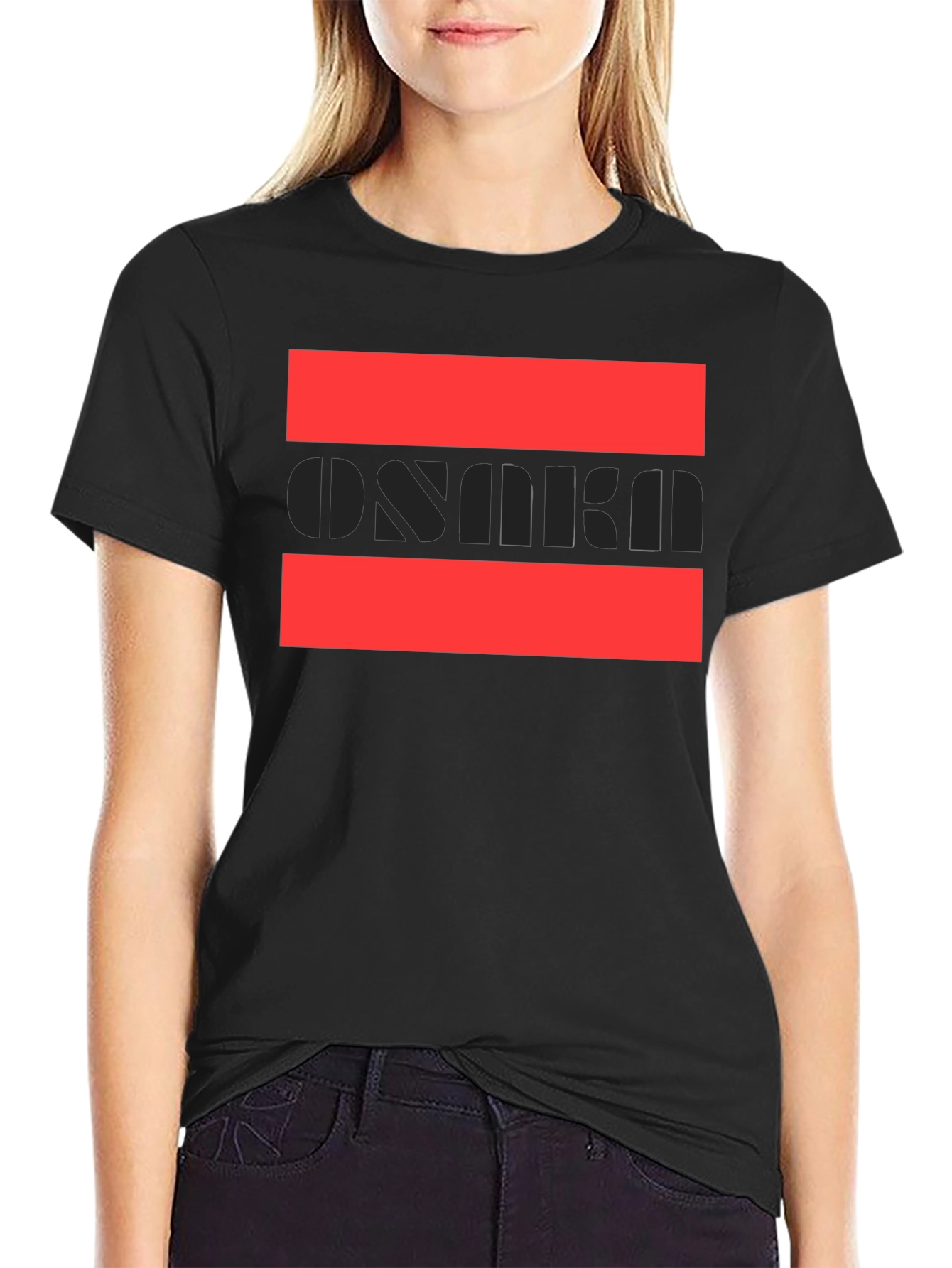 Stylish Osaka Graphic Print Black T-Shirt