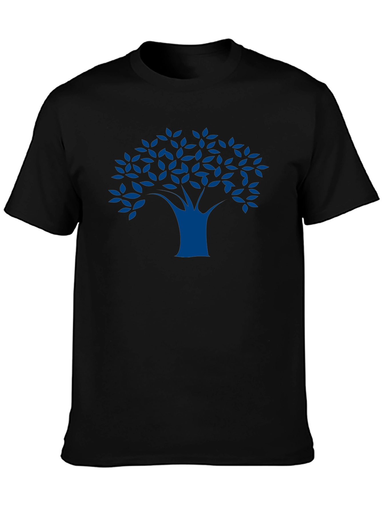 Blue Tree Graphic Black T-Shirt