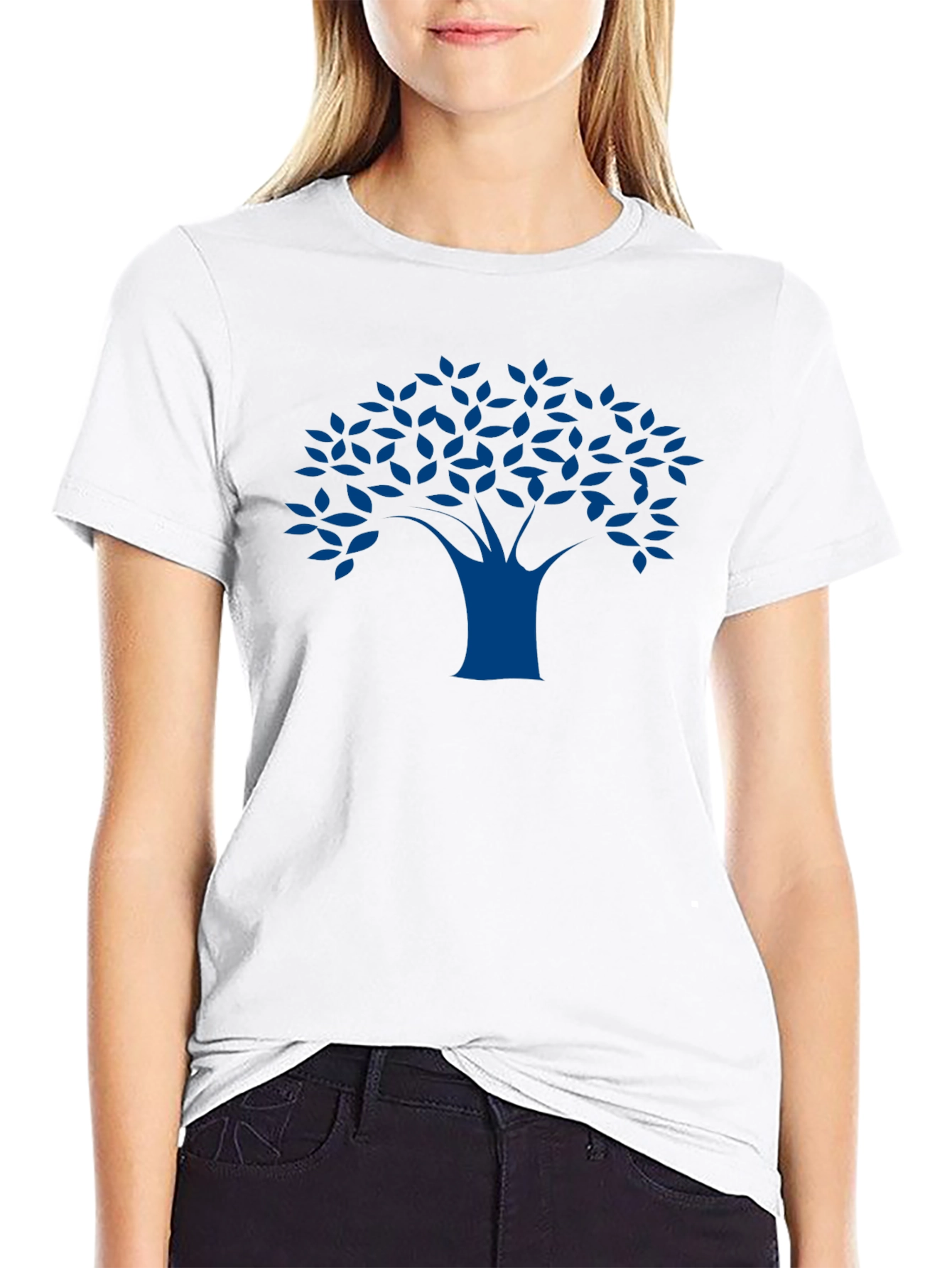 Blue Tree Graphic Black T-Shirt