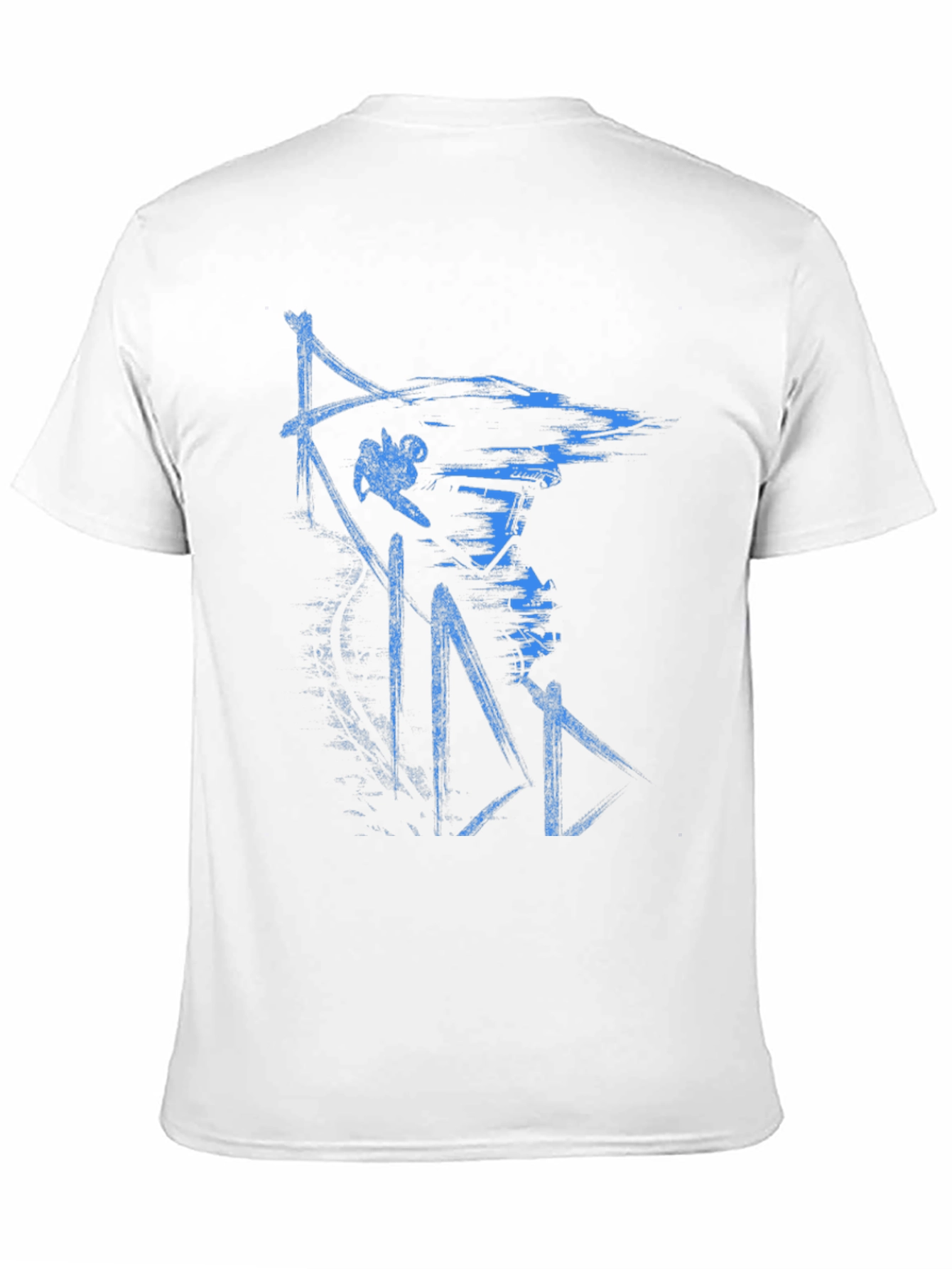Abstract Blue Graphic Print Black T-Shirt