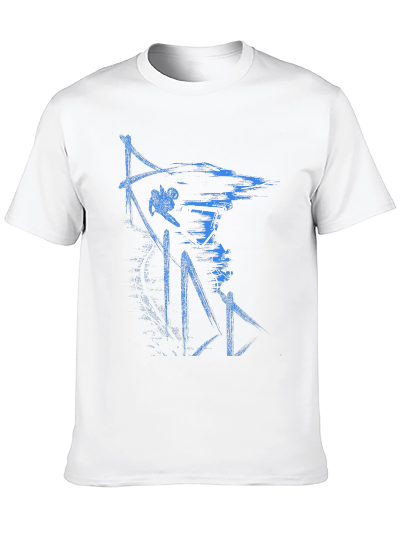 Abstract Blue Graphic Print Black T-Shirt