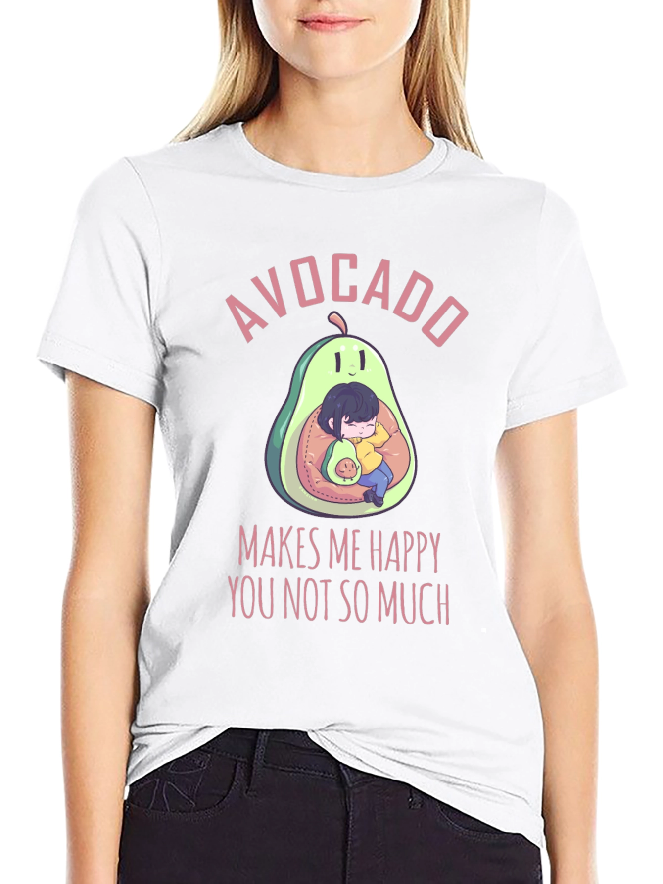 Avocado Makes Me Happy T-Shirt - Cute Graphic Tee