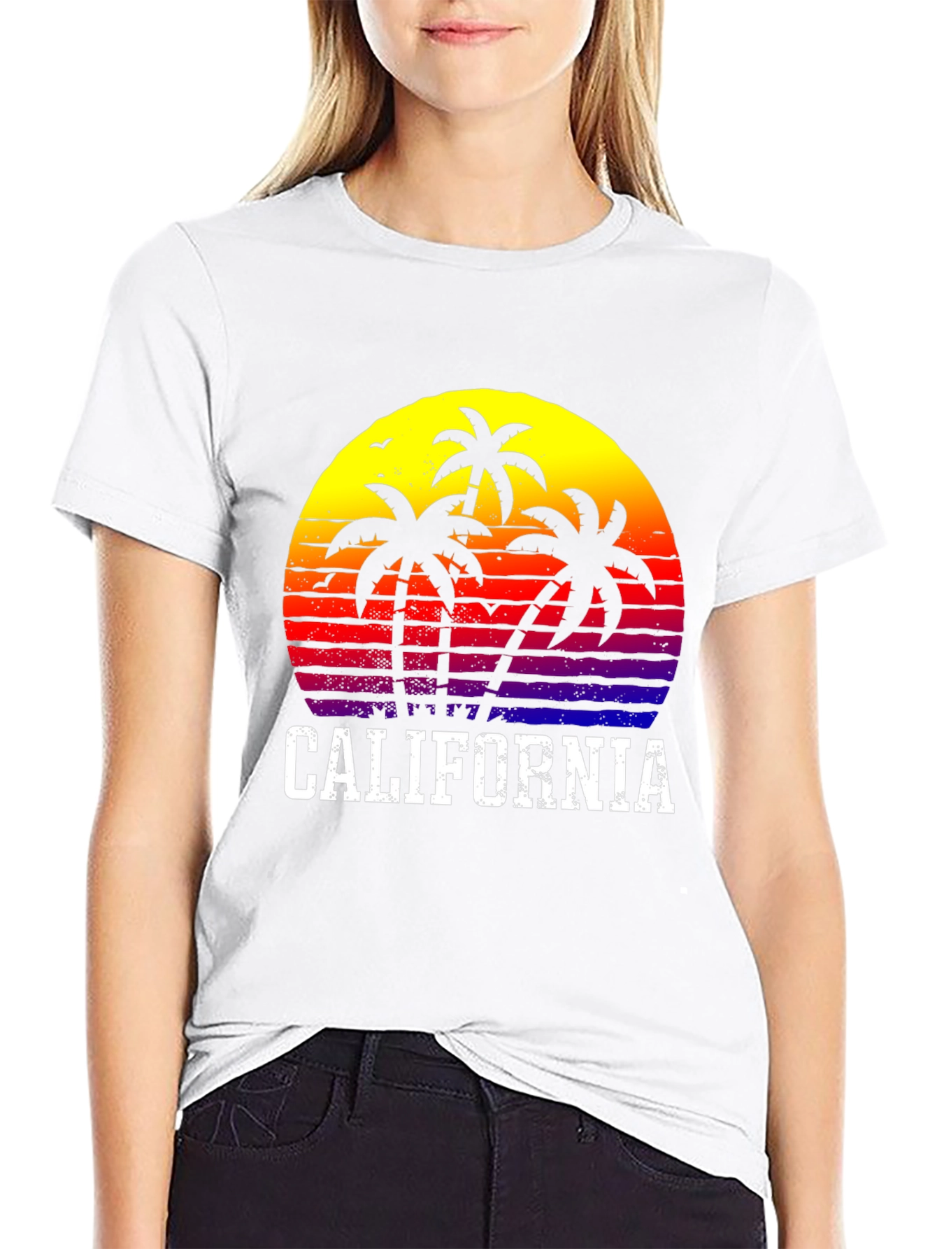 California Sunset Palm Tree Graphic T-Shirt