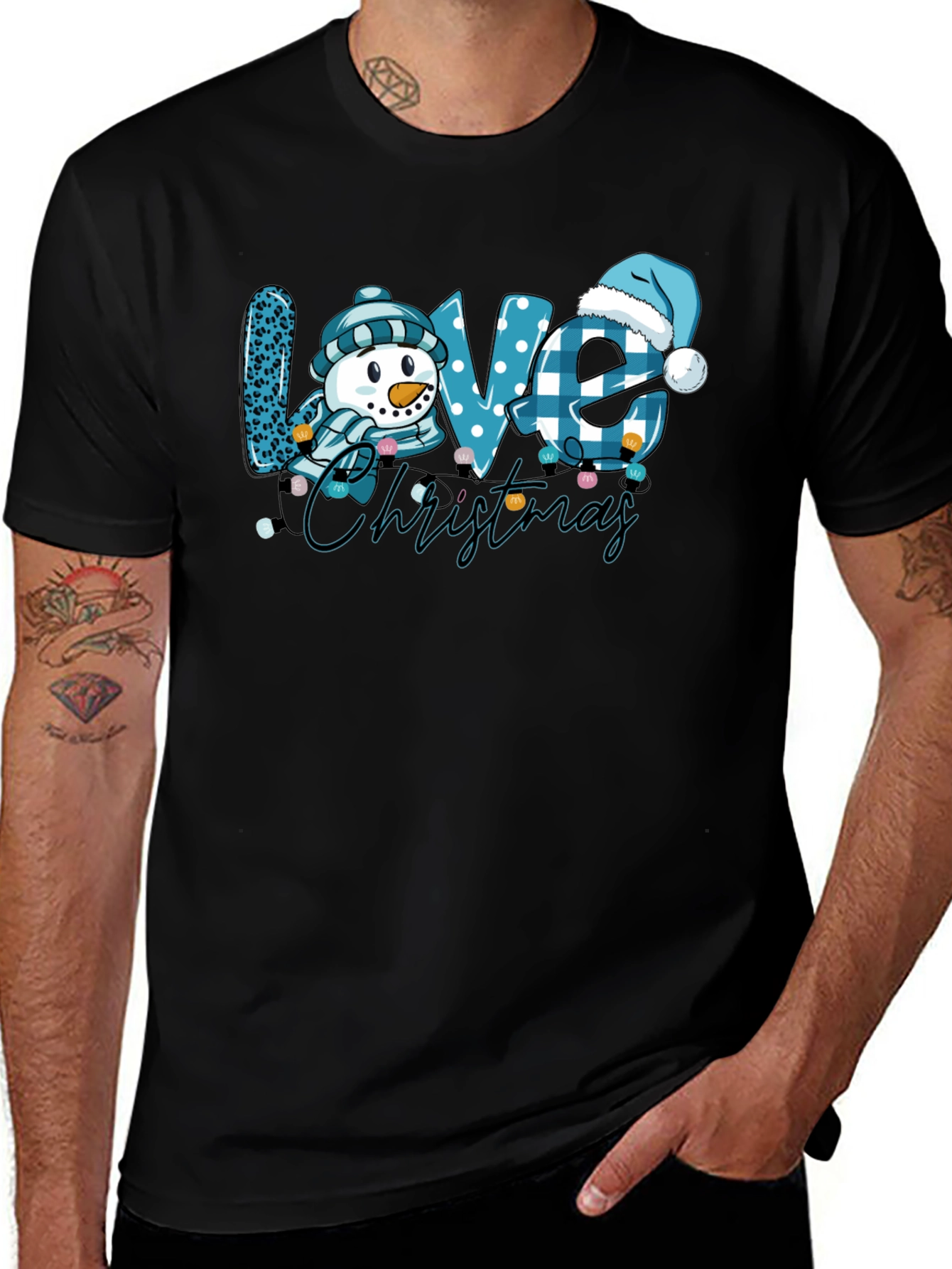 Love Christmas Snowman Graphic T-Shirt