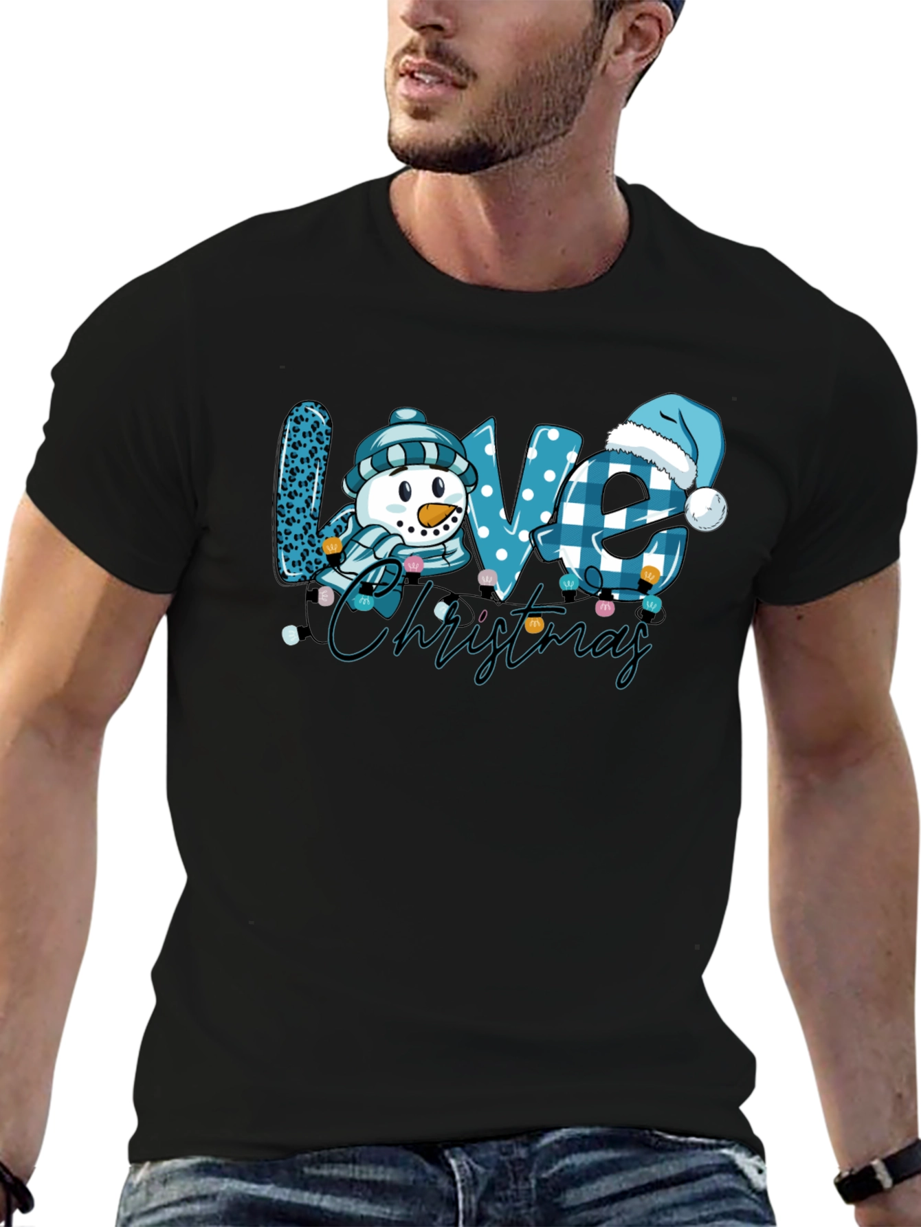 Love Christmas Snowman Graphic T-Shirt