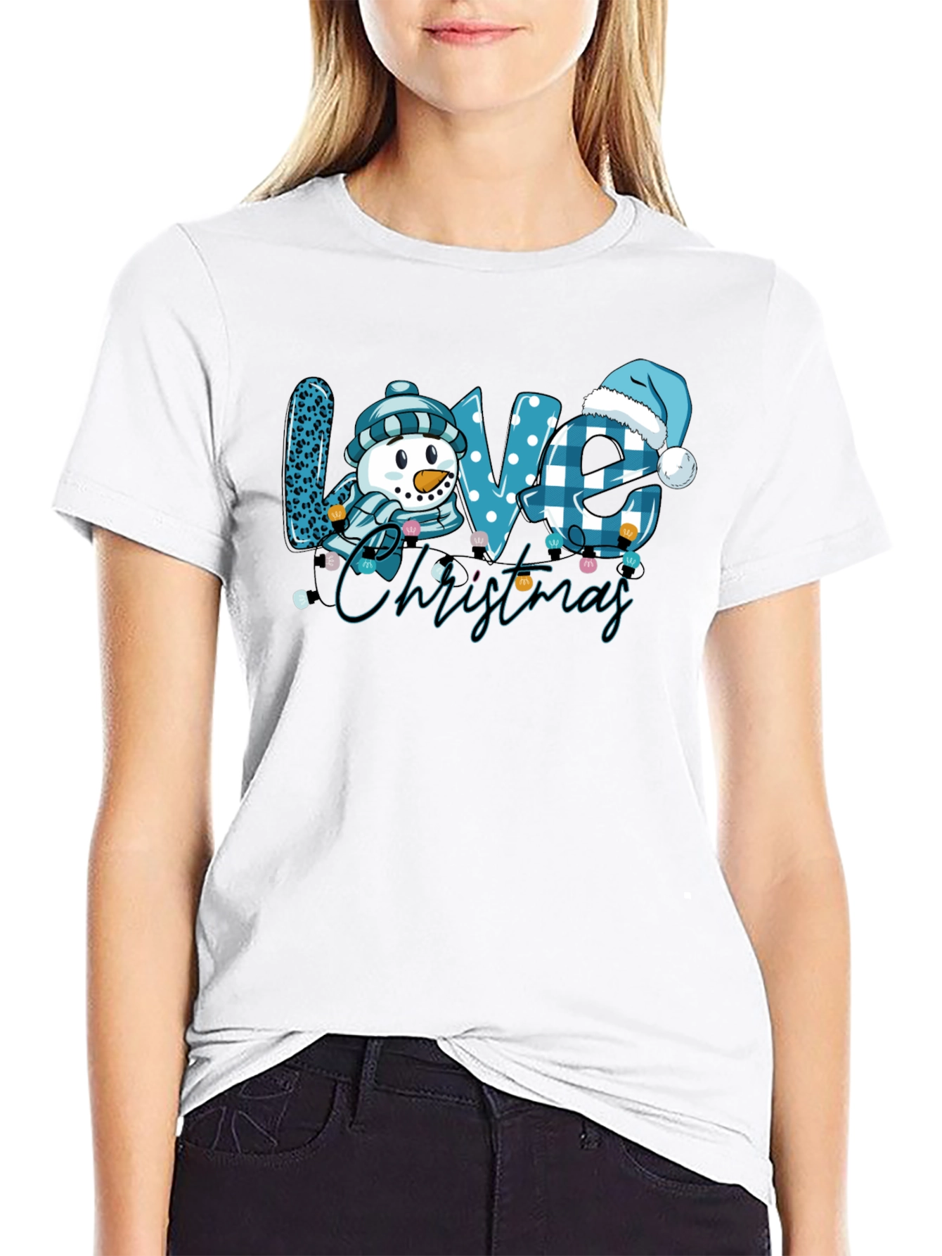 Love Christmas Snowman Graphic T-Shirt
