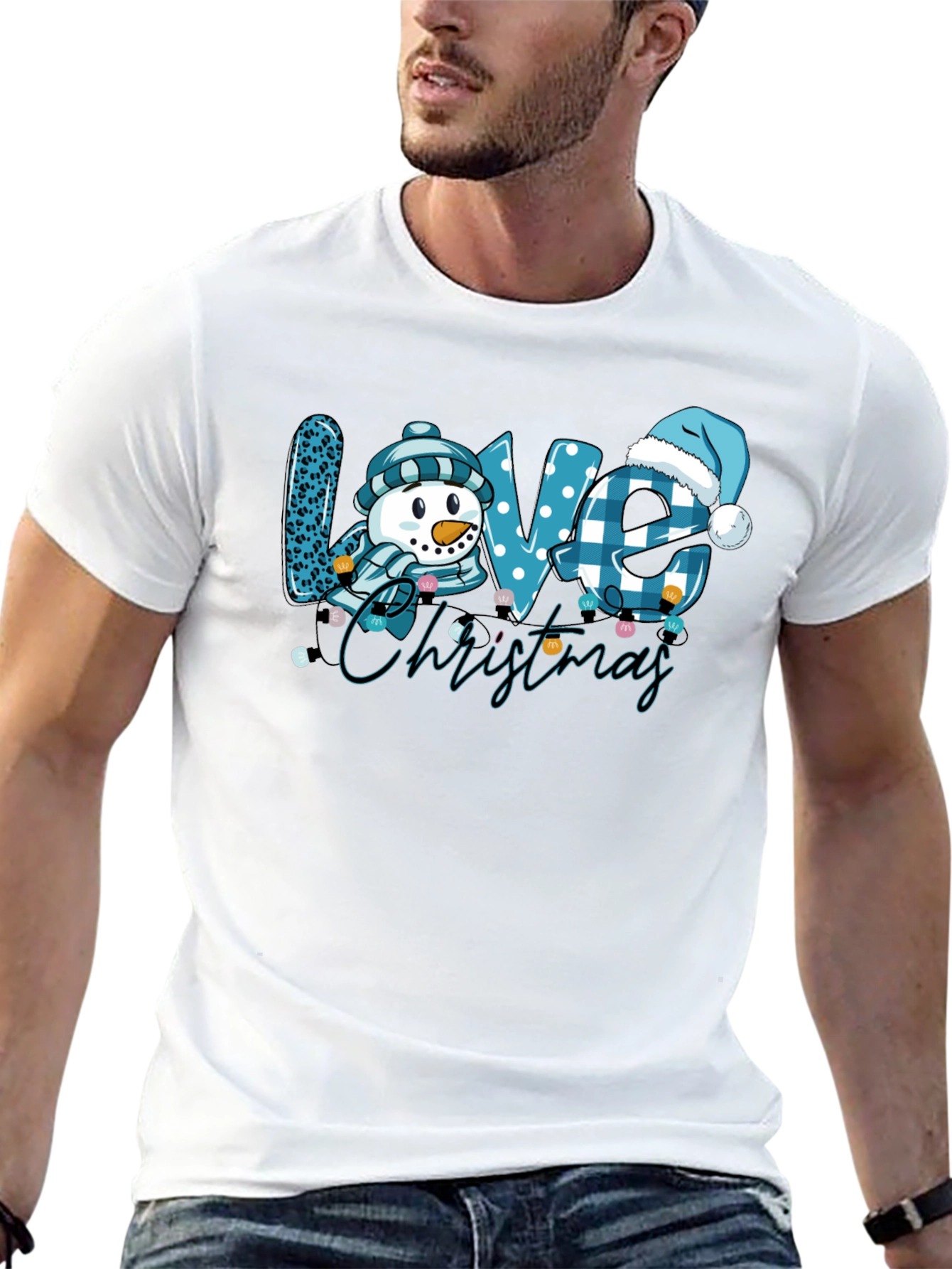 Love Christmas Snowman Graphic T-Shirt