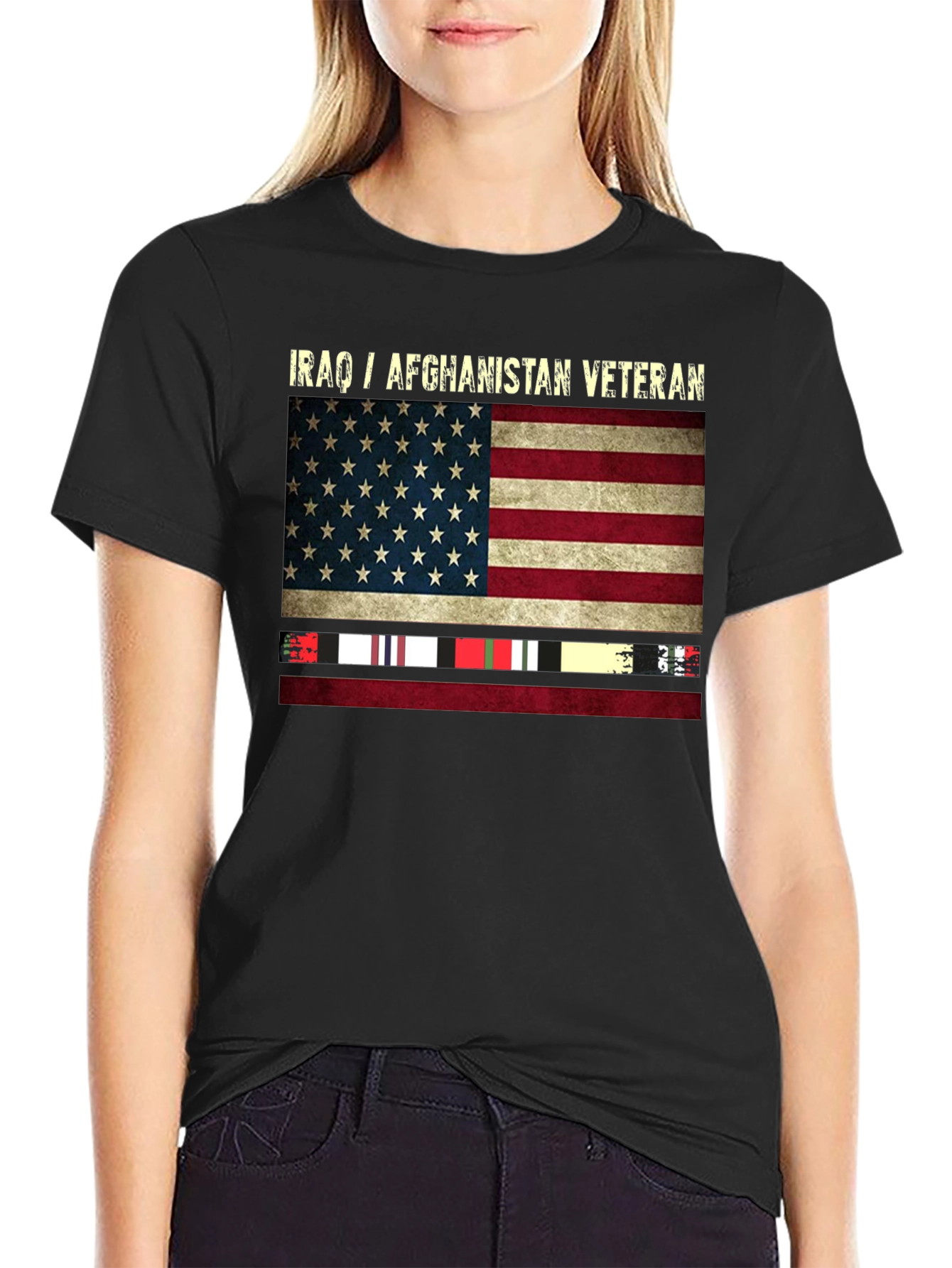 Iraq/Afghanistan Veteran US Flag T-Shirt