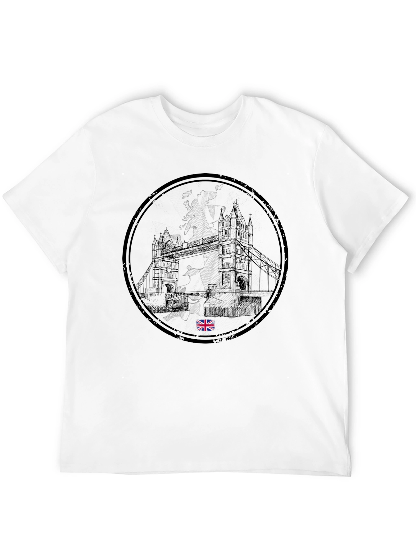 UK London Bridge Graphic Tee - Black Cotton T-Shirt