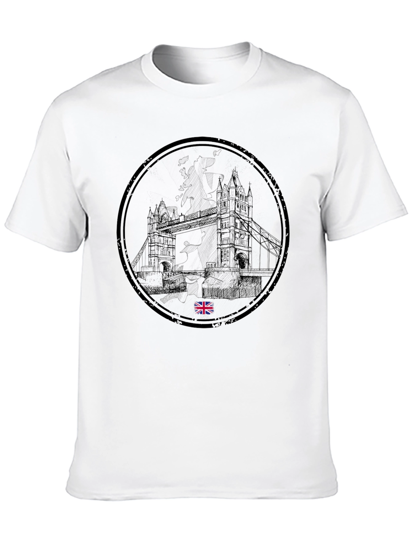 UK London Bridge Graphic Tee - Black Cotton T-Shirt