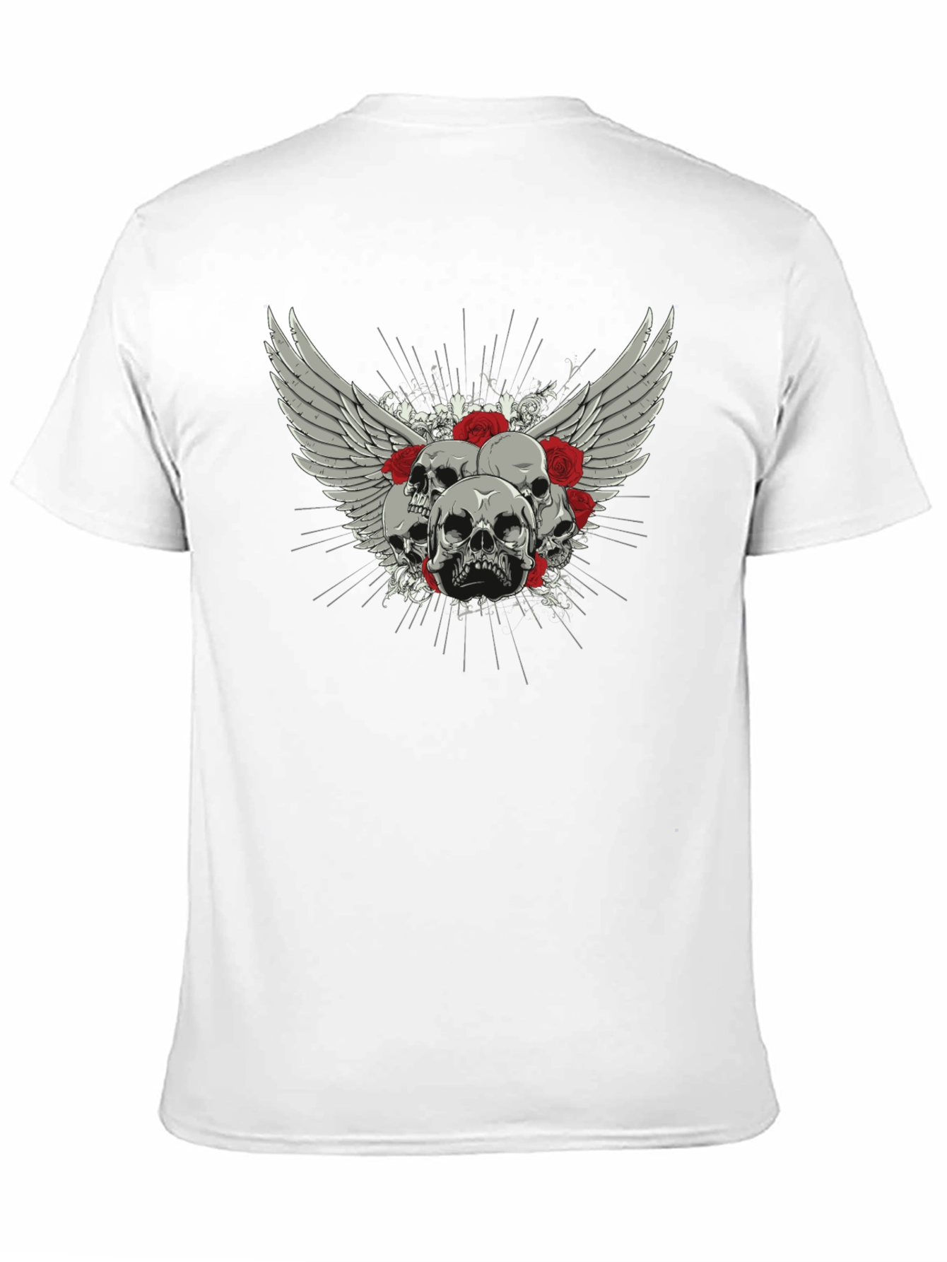 Skull & Roses Graphic Print Black T-Shirt