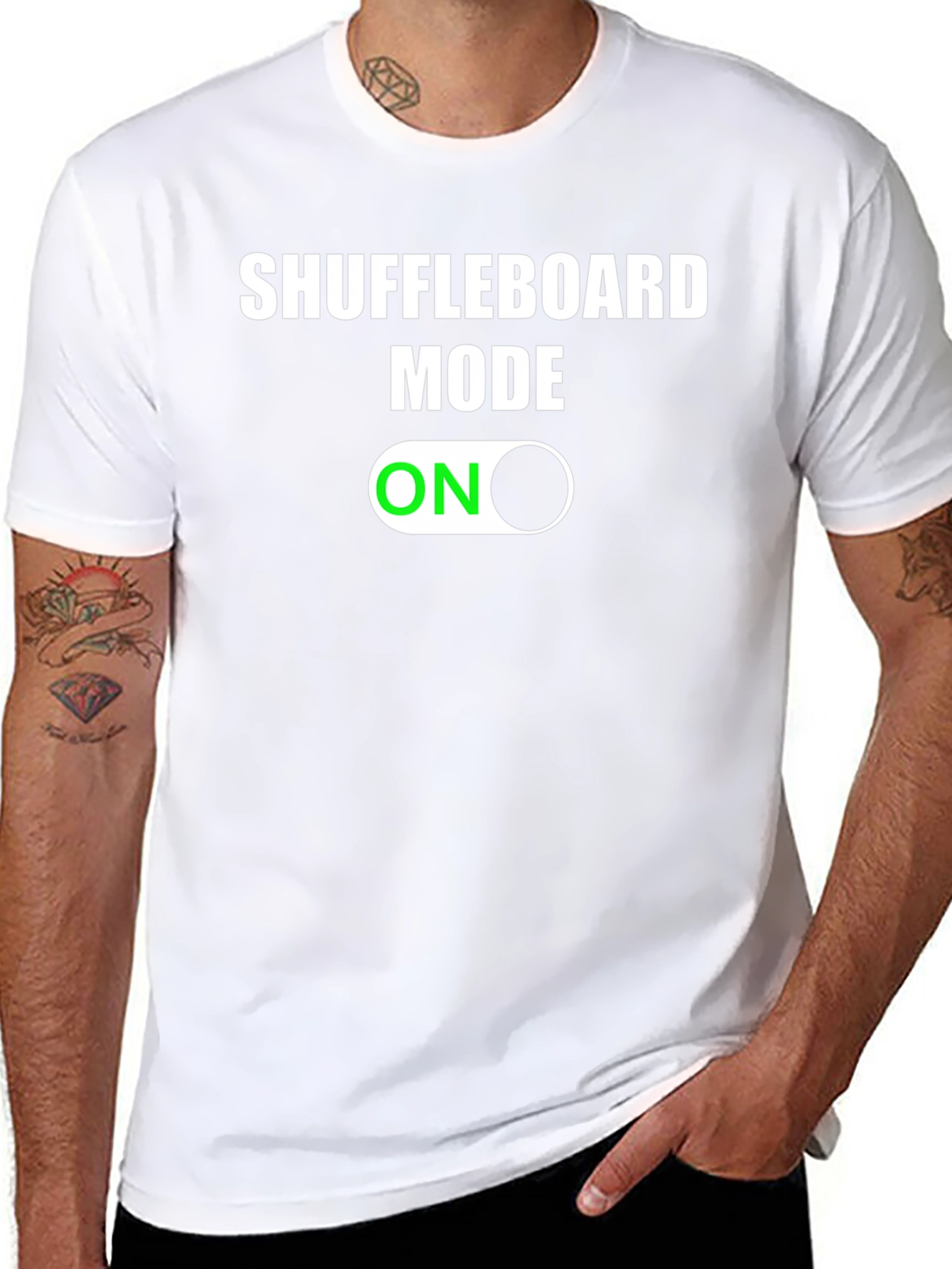 Shuffleboard Mode On Graphic Tee - Black Cotton T-Shirt