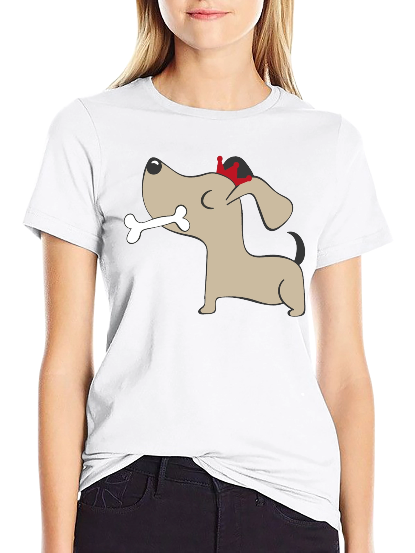 Dog with Bone Graphic Tee - Mens Black T-Shirt