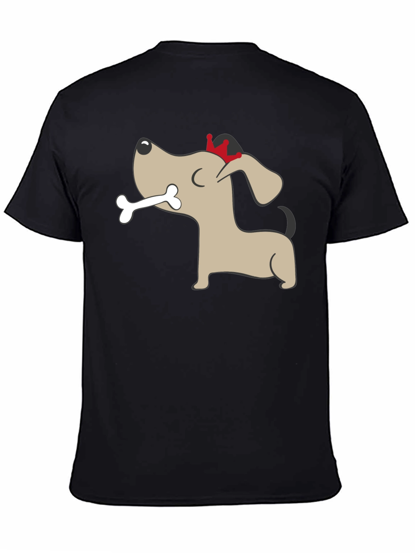Dog with Bone Graphic Tee - Mens Black T-Shirt