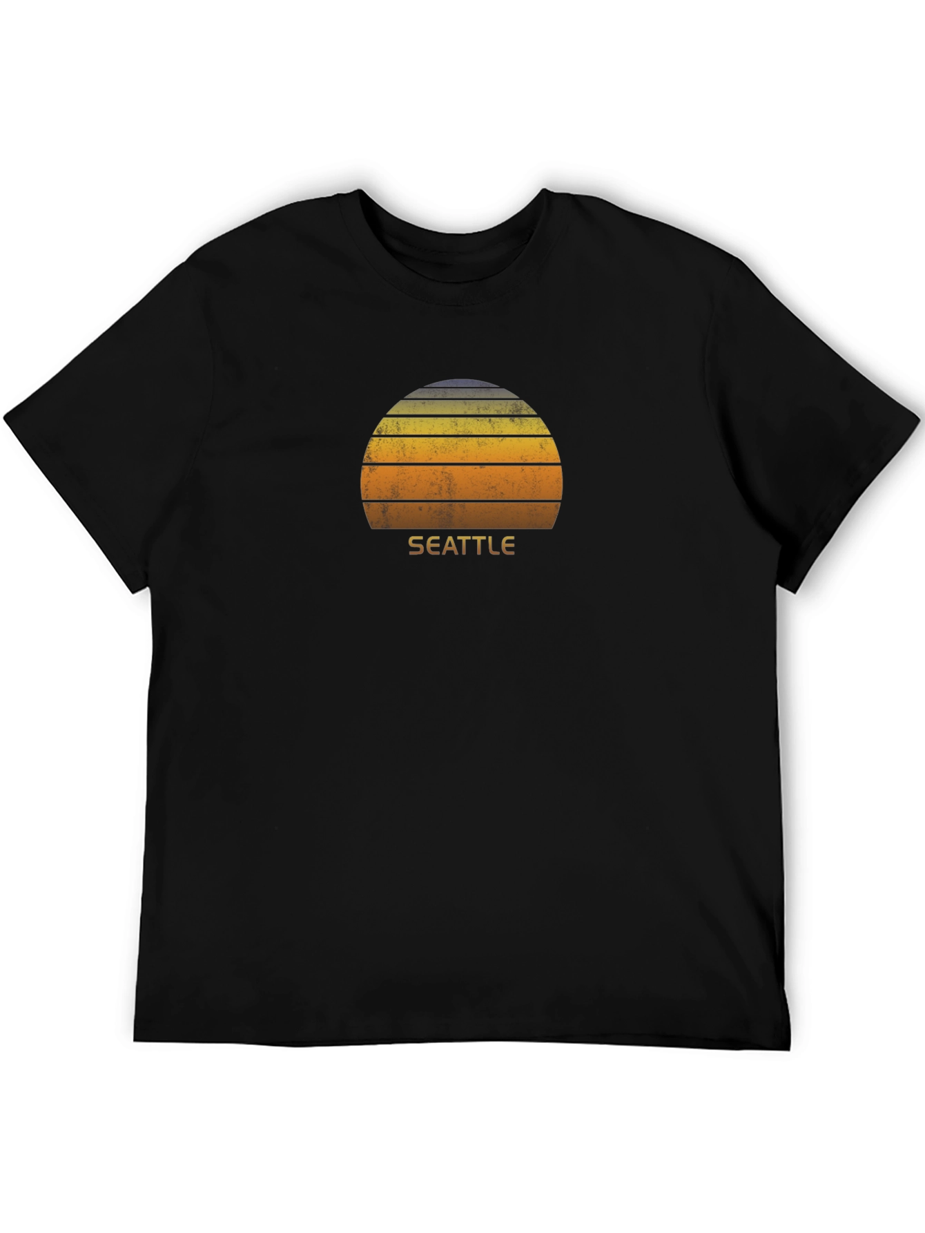Seattle Sunset Graphic Tee - Retro Style Black T-Shirt