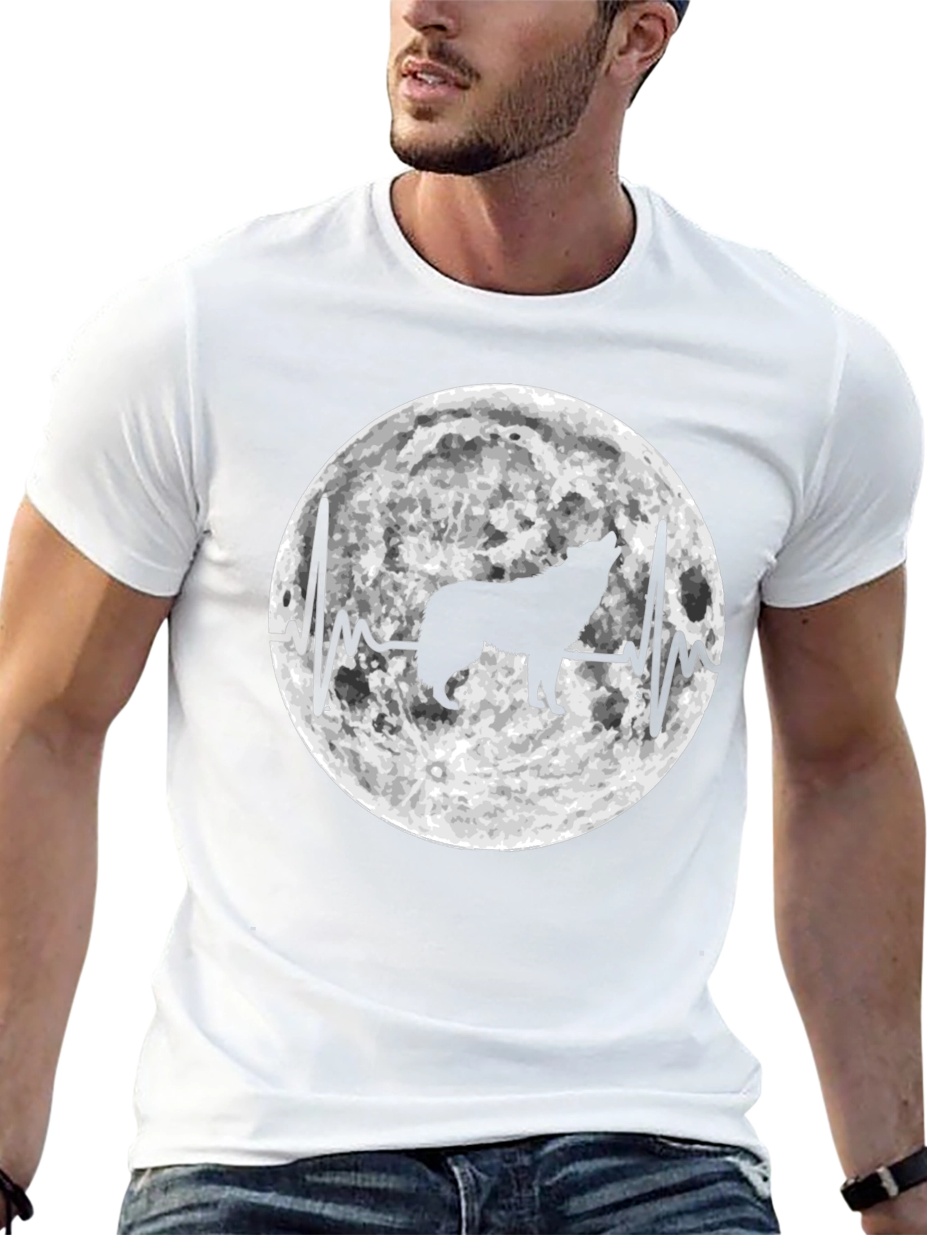 Wolf Moon Heartbeat Graphic T-Shirt