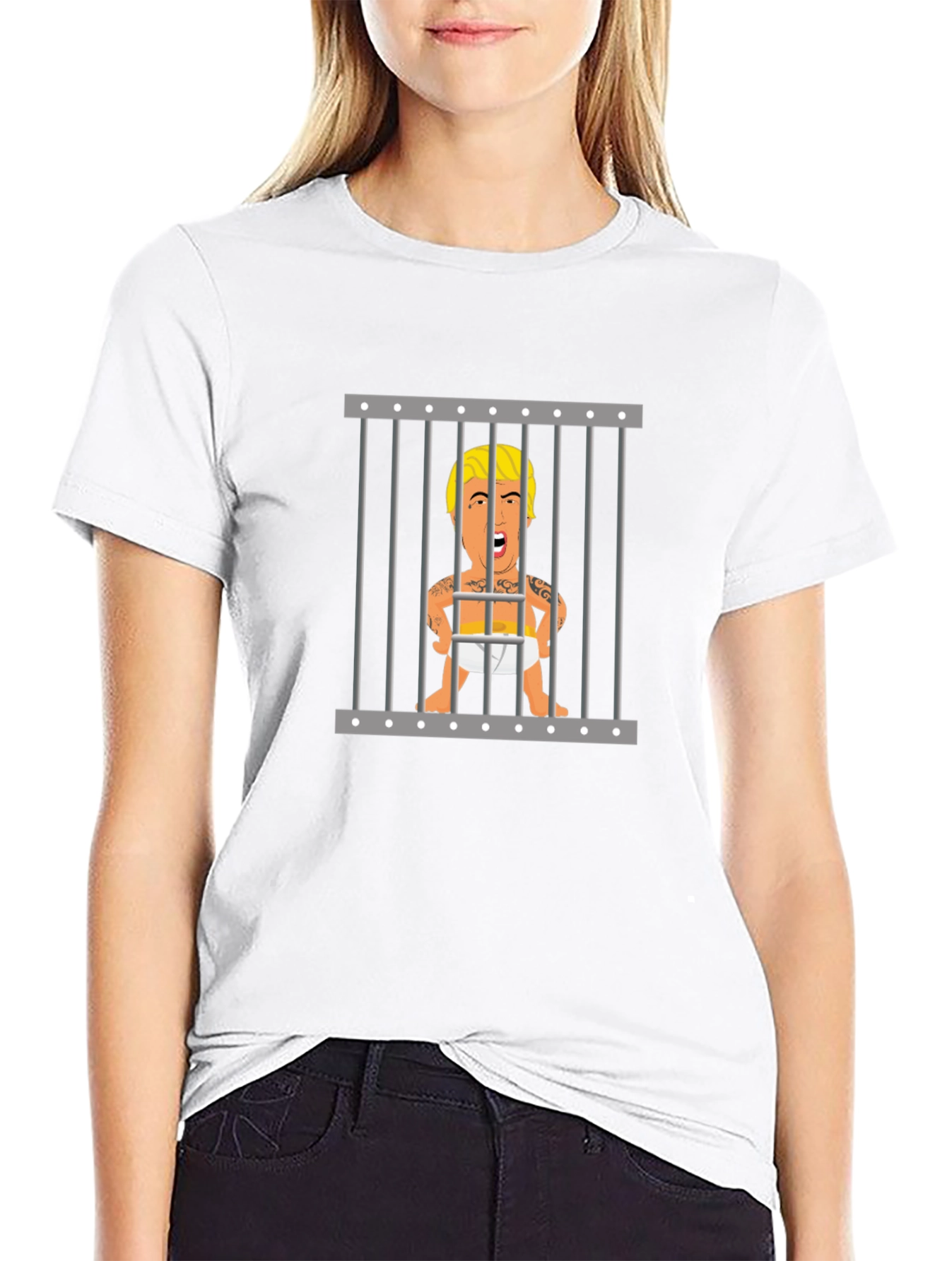 Baby Trump Behind Bars Black T-Shirt