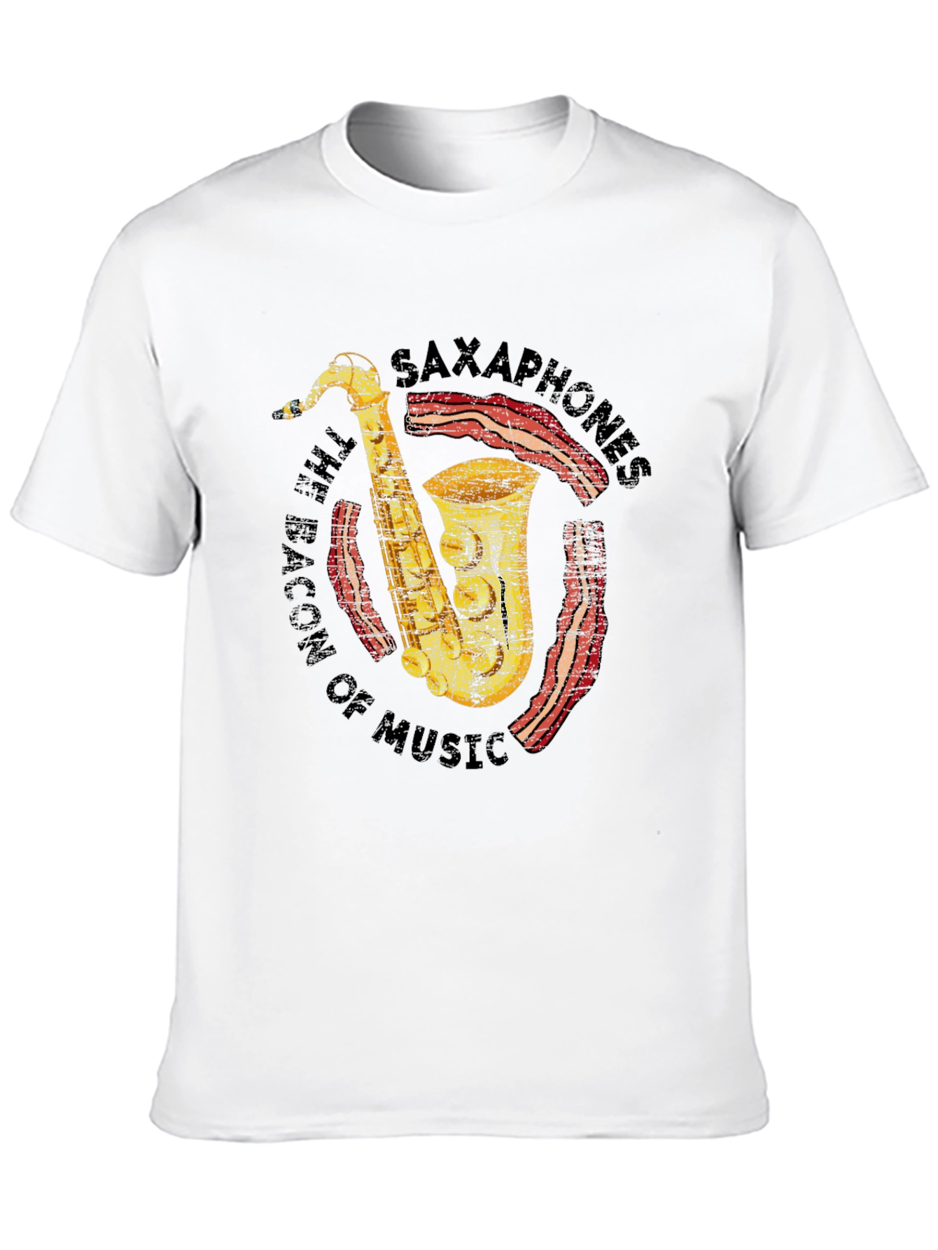 Saxophones Bacon of Music Funny T-Shirt
