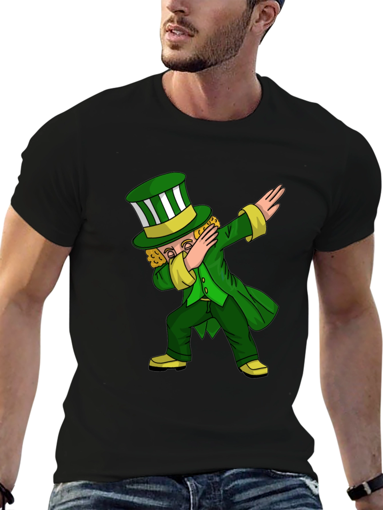St. Patricks Day Leprechaun Dab Black T-Shirt