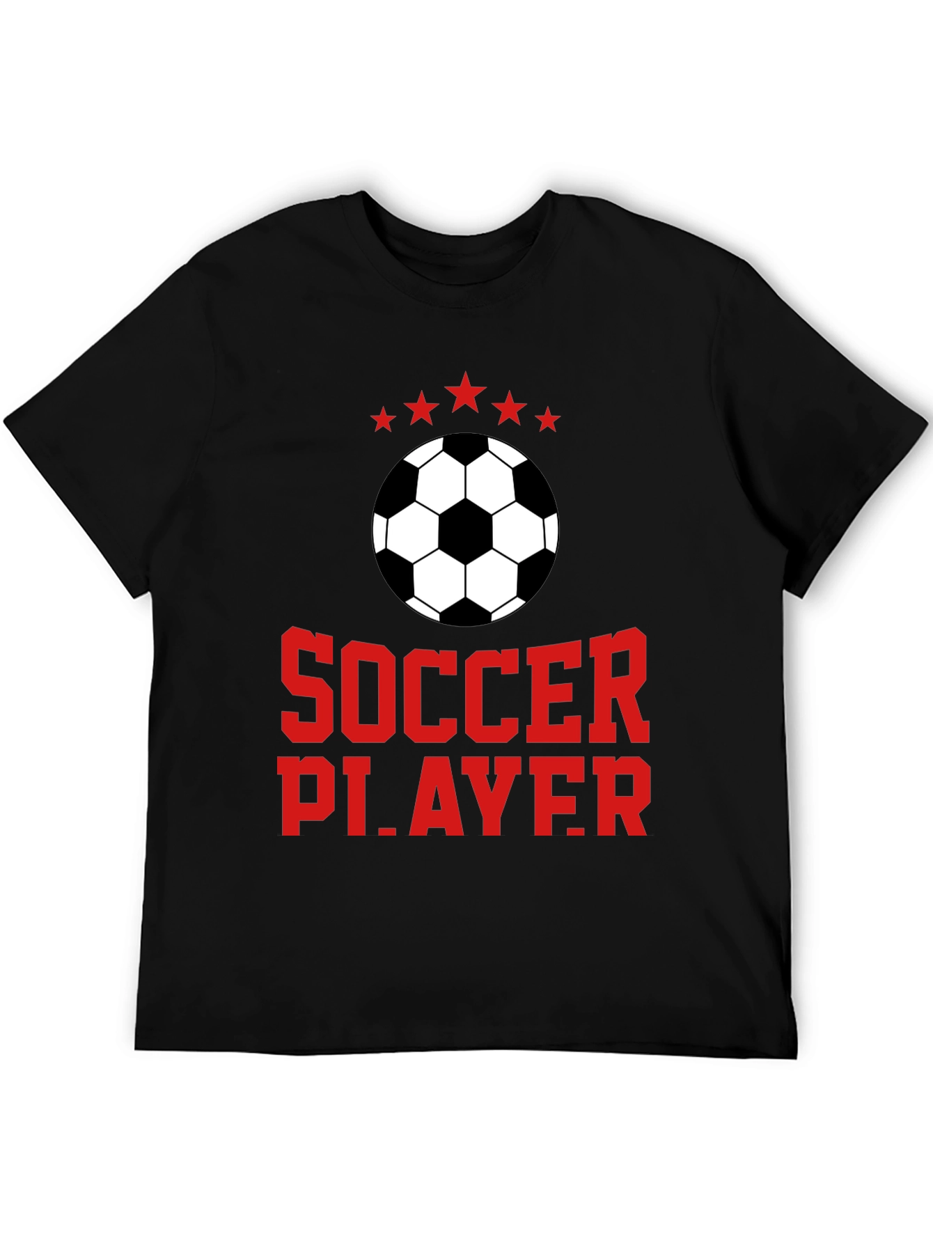 Soccer Player Graphic Tee - Black Cotton