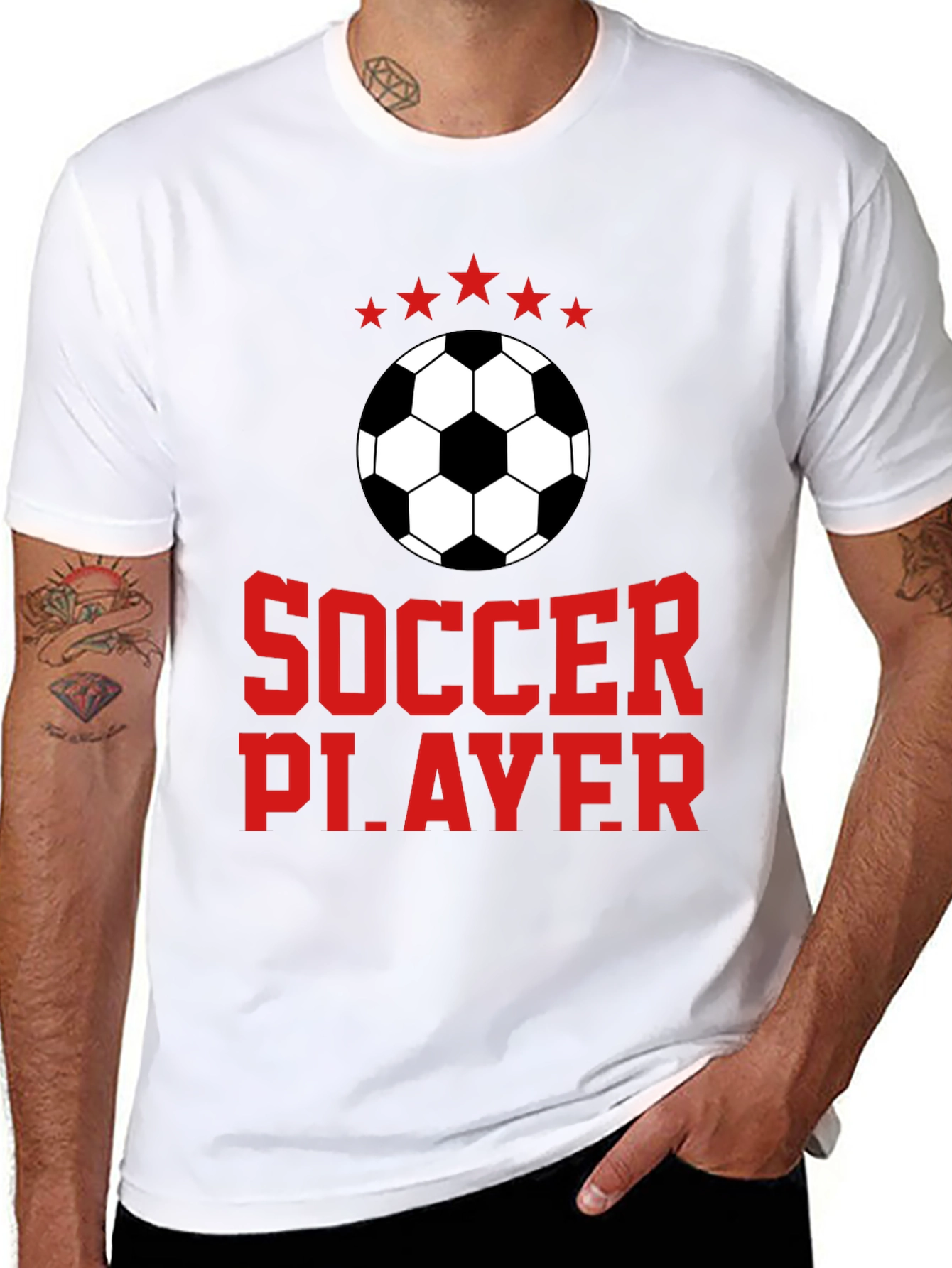 Soccer Player Graphic Tee - Black Cotton
