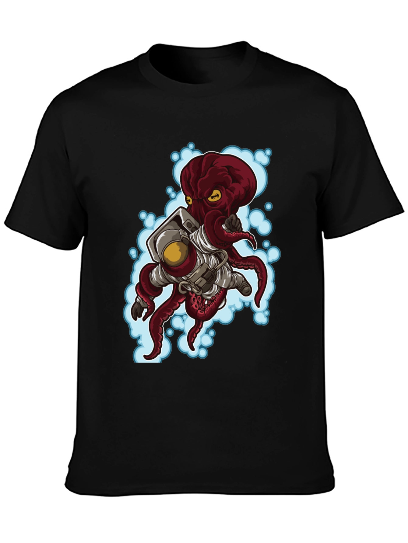 Astronaut Octopus Graphic Tee - Black Cotton