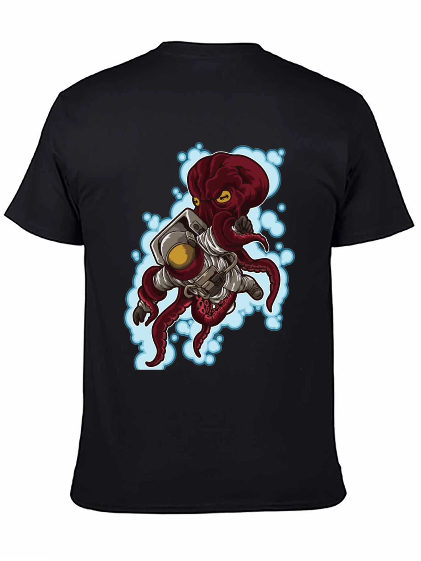 Astronaut Octopus Graphic Tee - Black Cotton