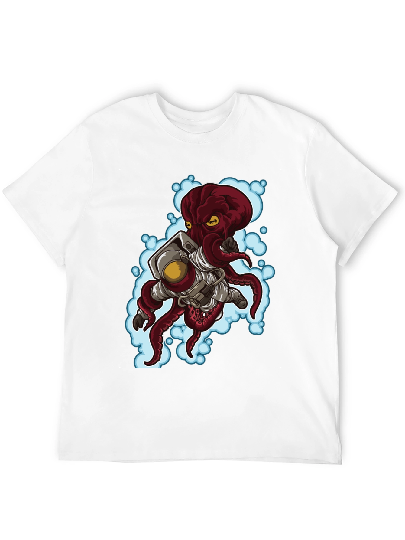 Astronaut Octopus Graphic Tee - Black Cotton