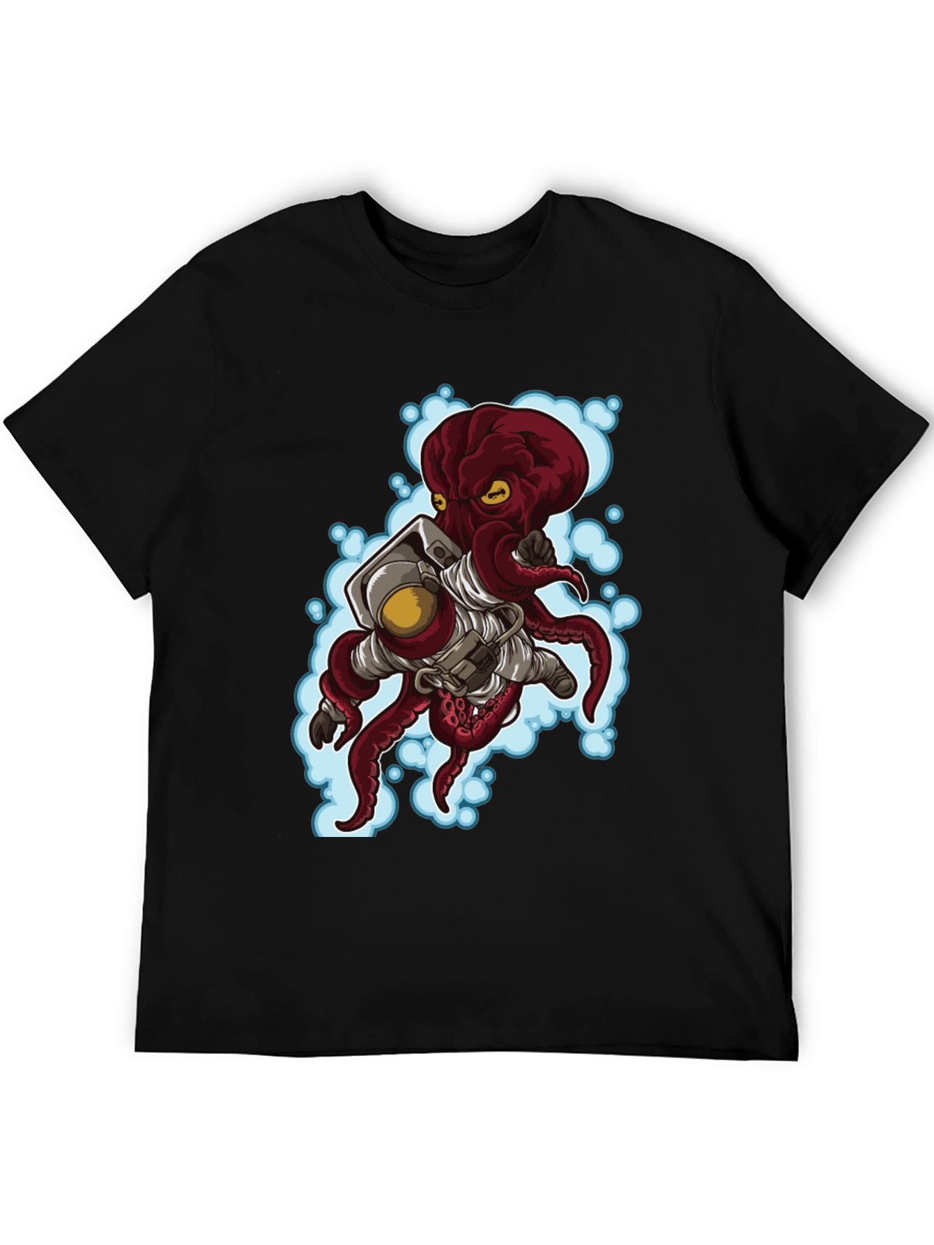 Astronaut Octopus Graphic Tee - Black Cotton