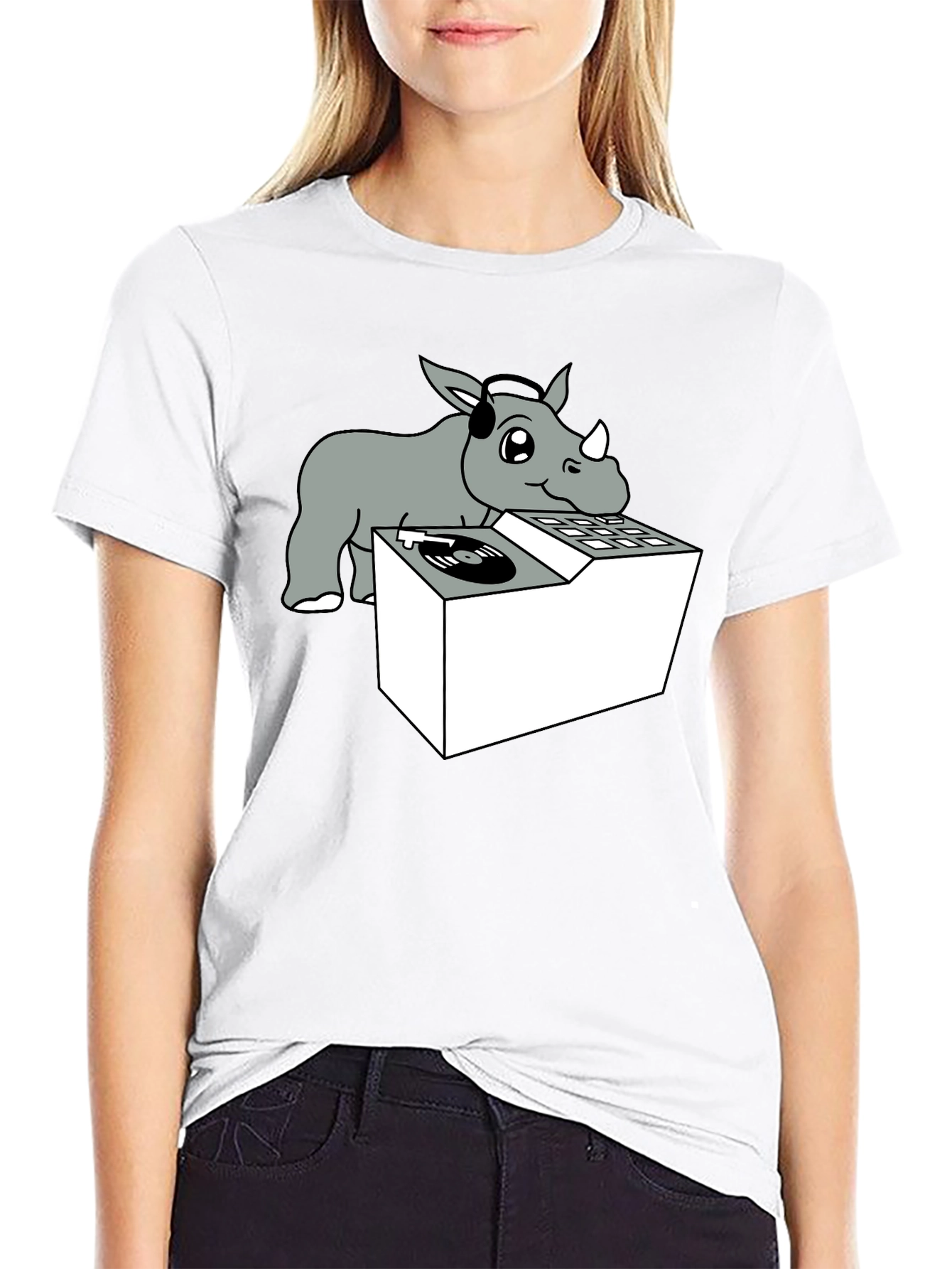 DJ Rhino Graphic Tee - Music Lover Shirt