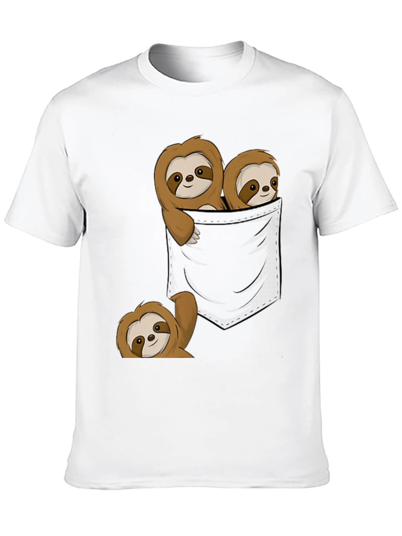 Sloth Pocket T-Shirt - Cute Animal Graphic Tee