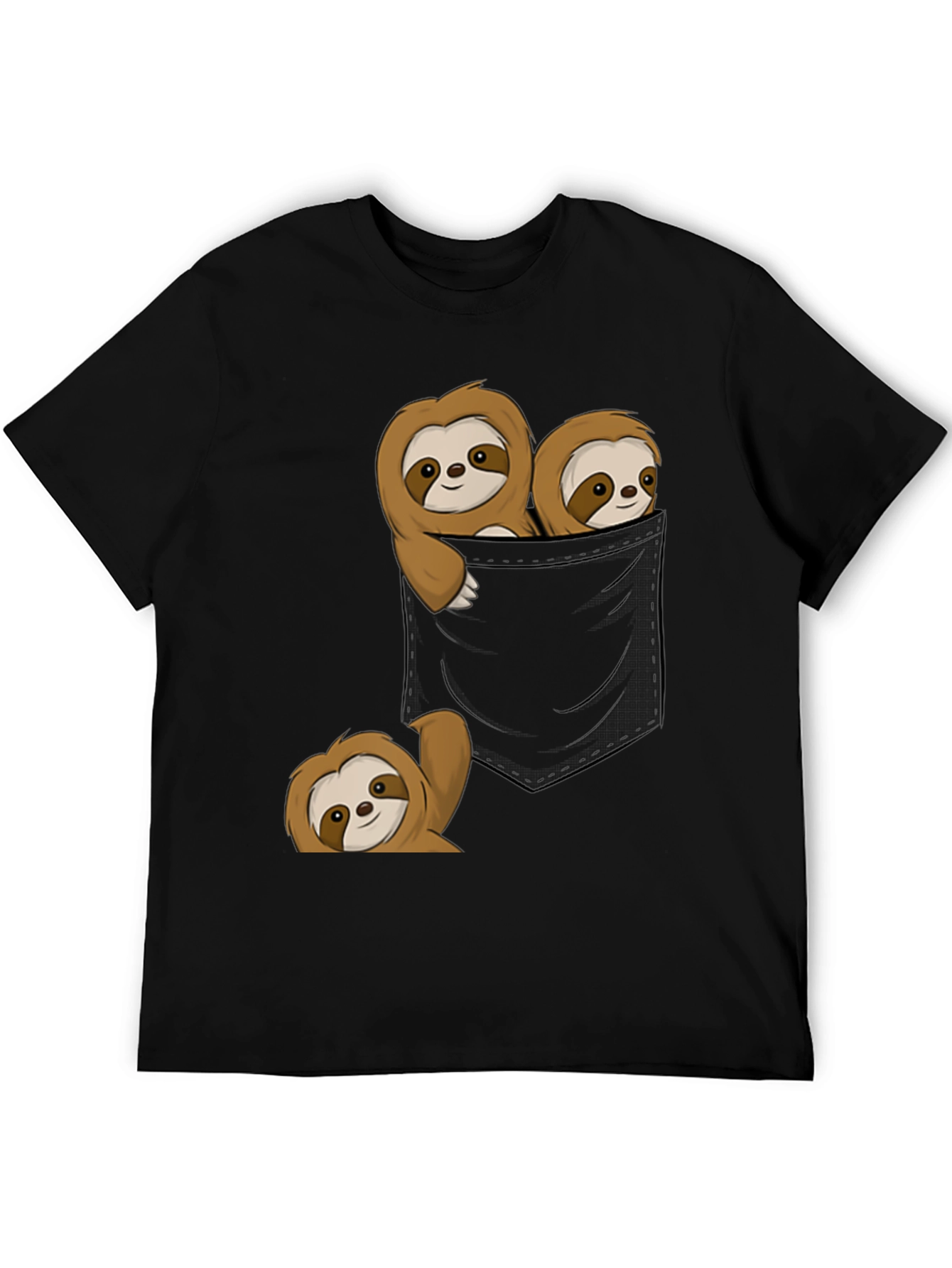 Sloth Pocket T-Shirt - Cute Animal Graphic Tee
