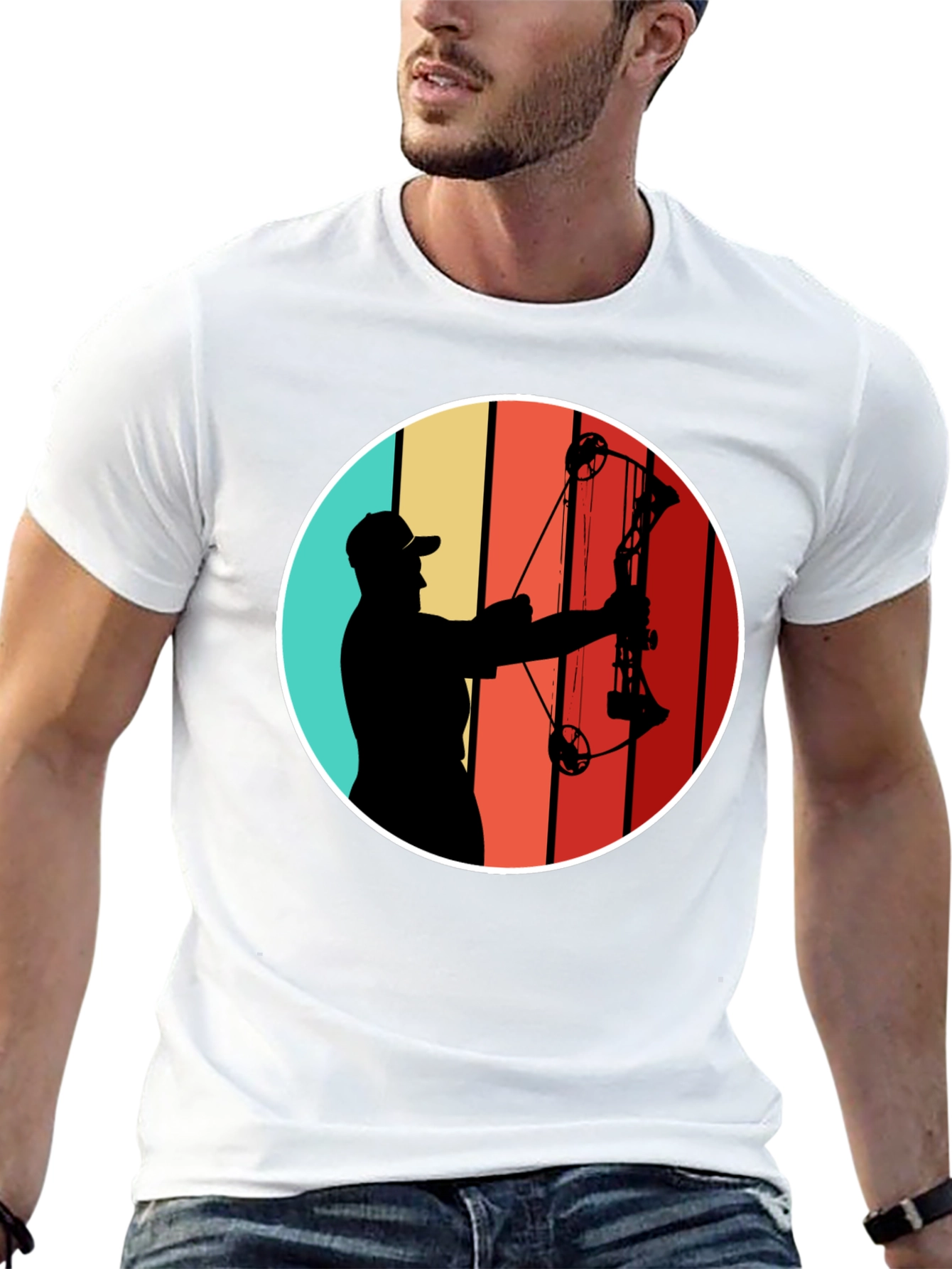 Archery Silhouette Tee - Retro Style Bow Hunter T-Shirt