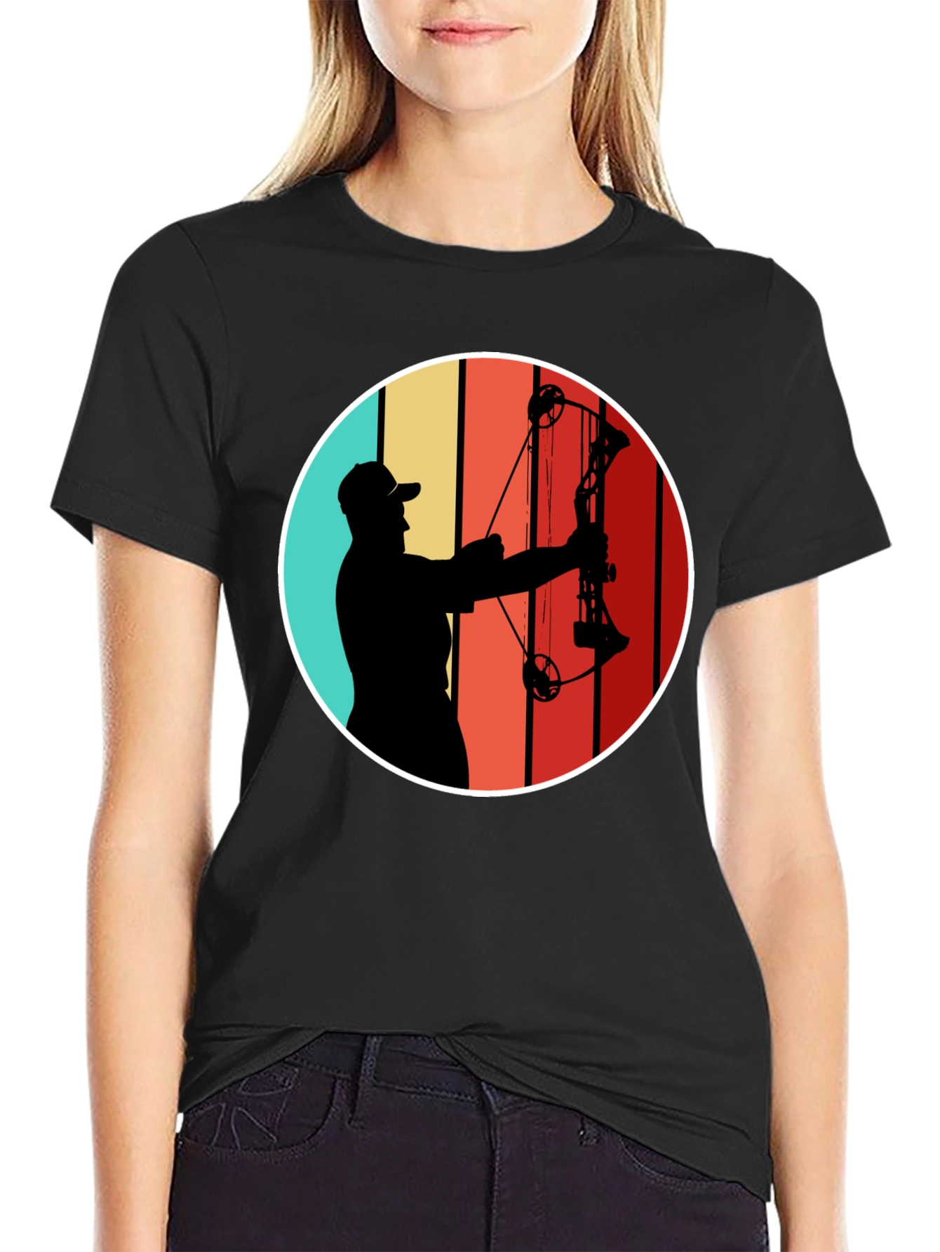 Archery Silhouette Tee - Retro Style Bow Hunter T-Shirt