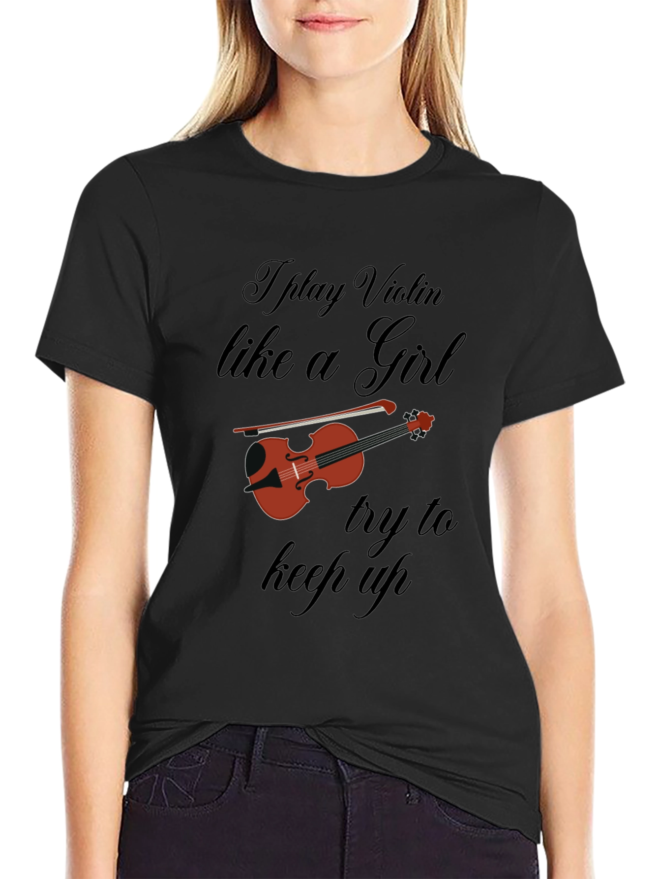 Violin Player Black T-Shirt - Funny Music Tee