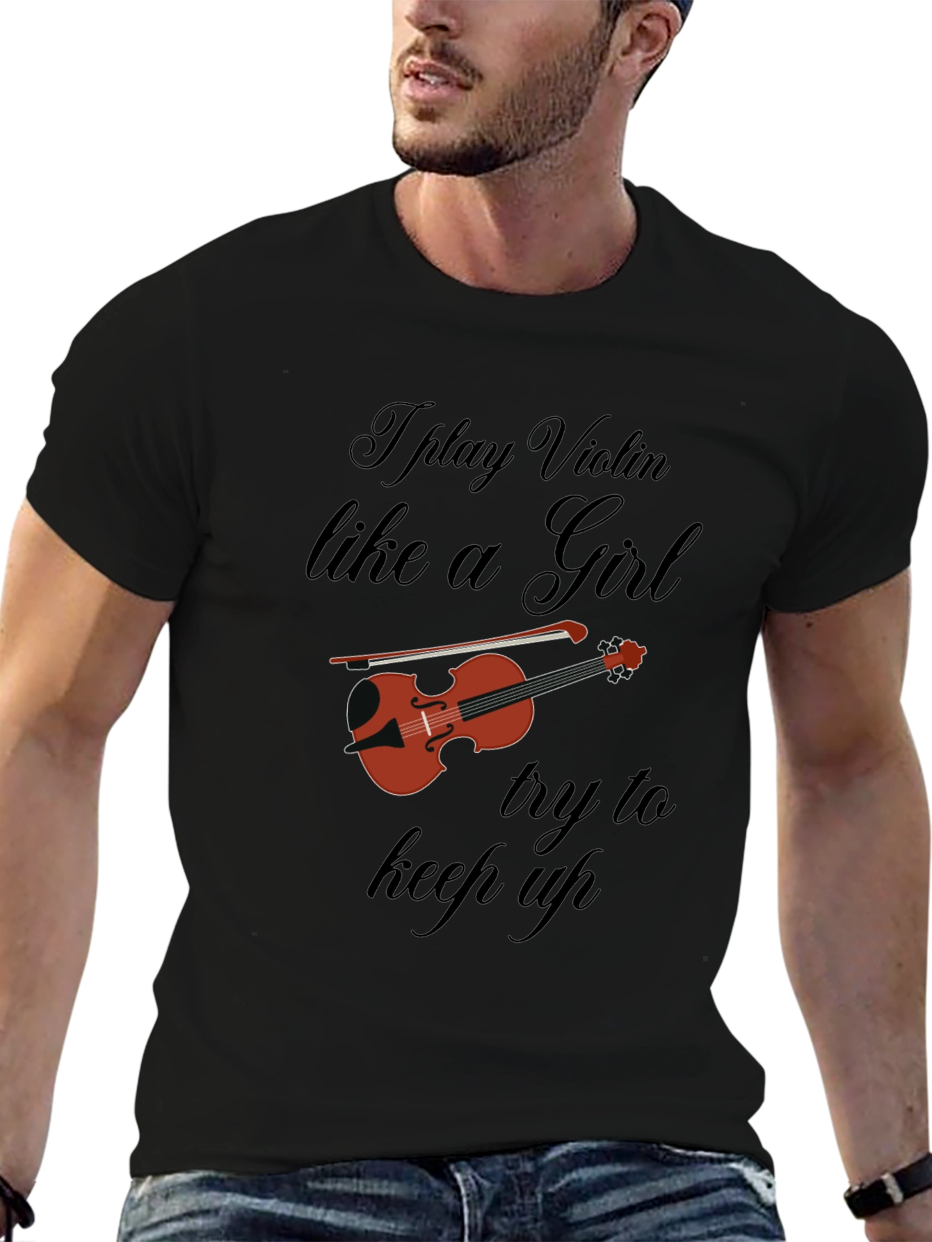 Violin Player Black T-Shirt - Funny Music Tee