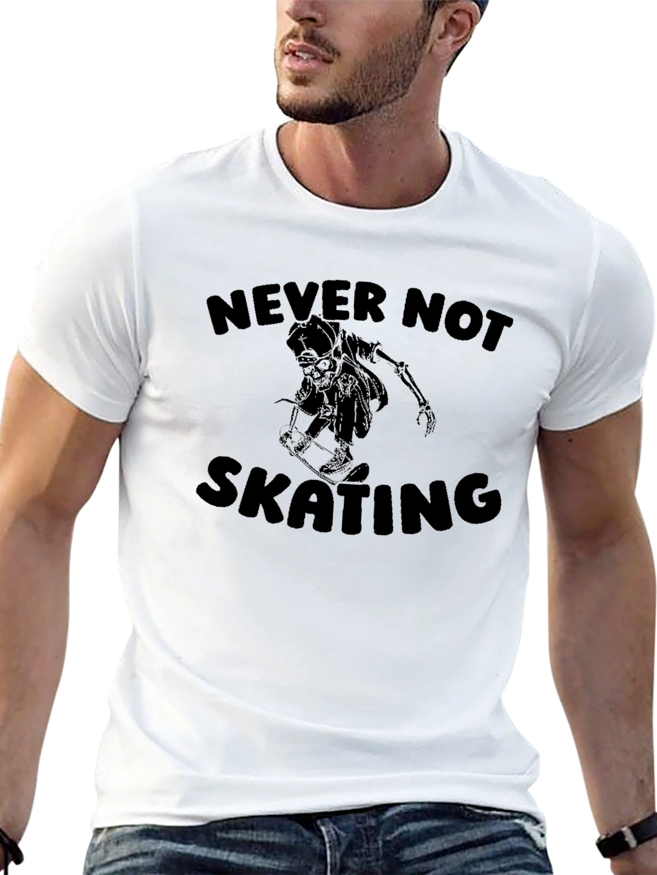 Never Not Skating Skeleton Graphic T-Shirt