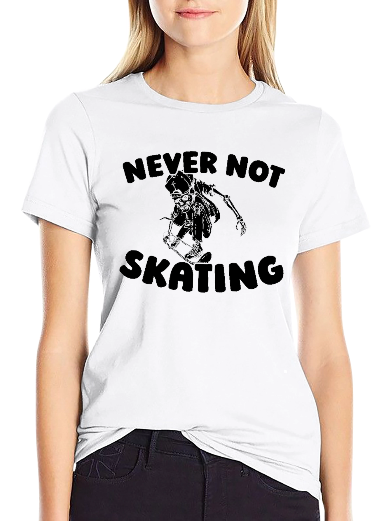 Never Not Skating Skeleton Graphic T-Shirt