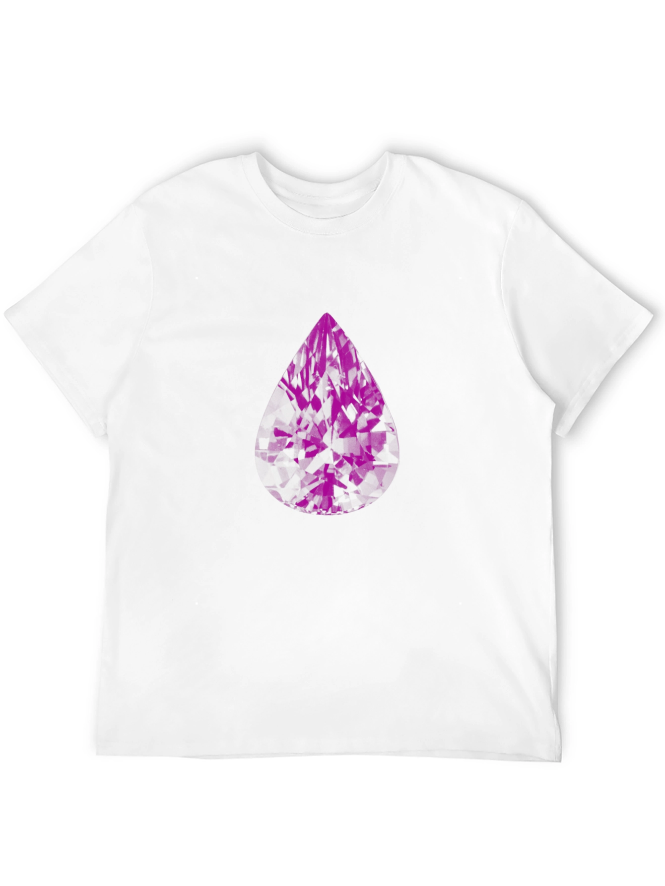 Modern Black T-Shirt with Abstract Purple Gem Design