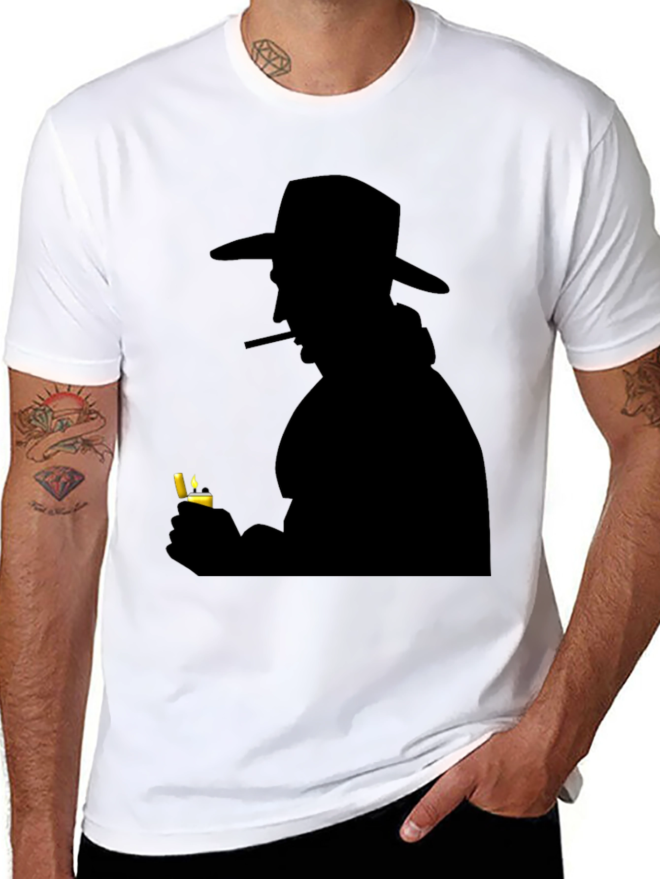 Silhouette Cowboy Lighter Black T-Shirt