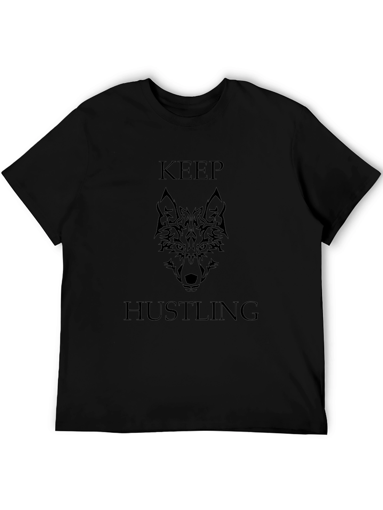 Keep Hustling Wolf Graphic Black T-Shirt