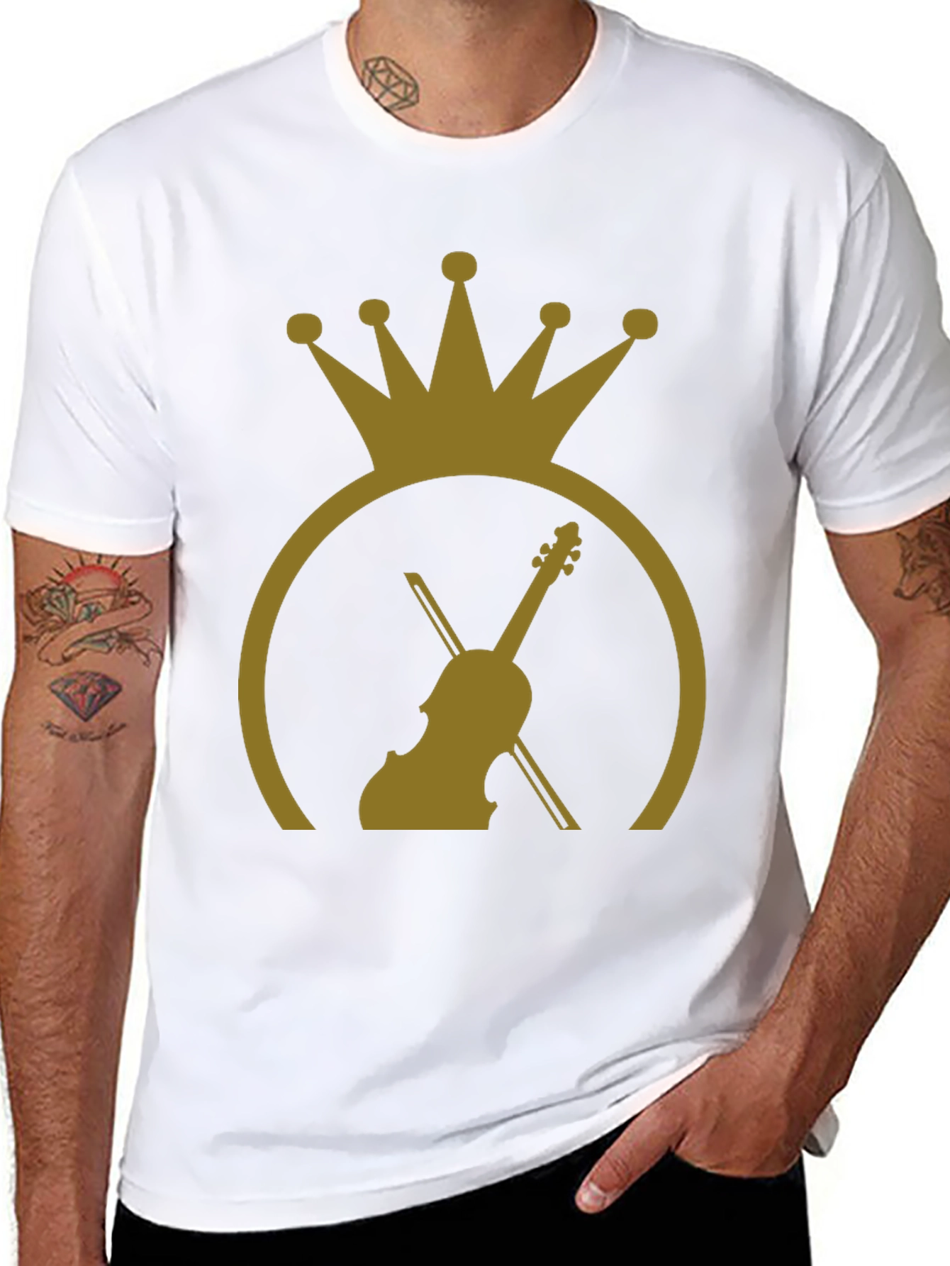 Crown Violin Graphic Tee - Stylish Musician T-Shirt