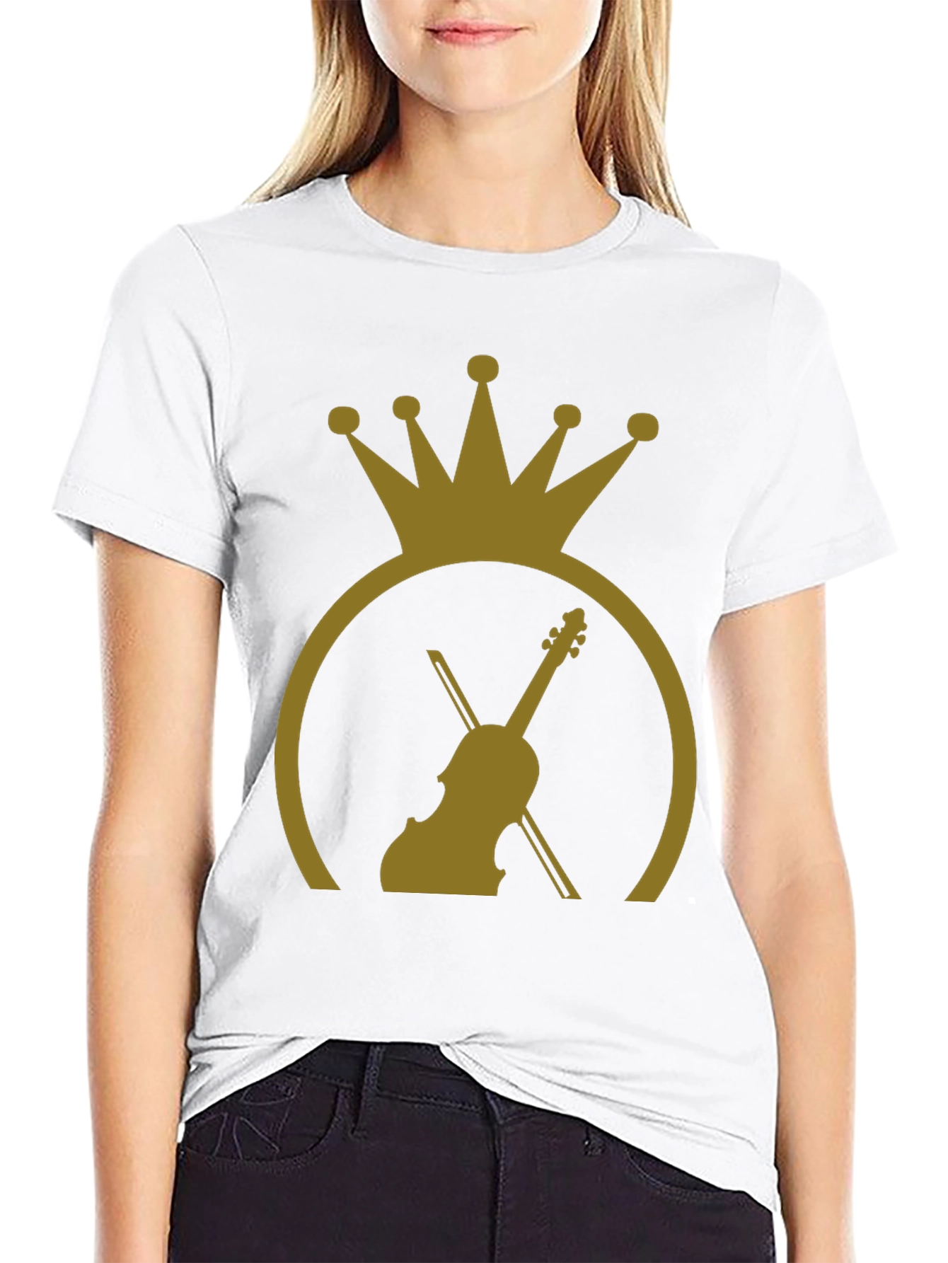 Crown Violin Graphic Tee - Stylish Musician T-Shirt