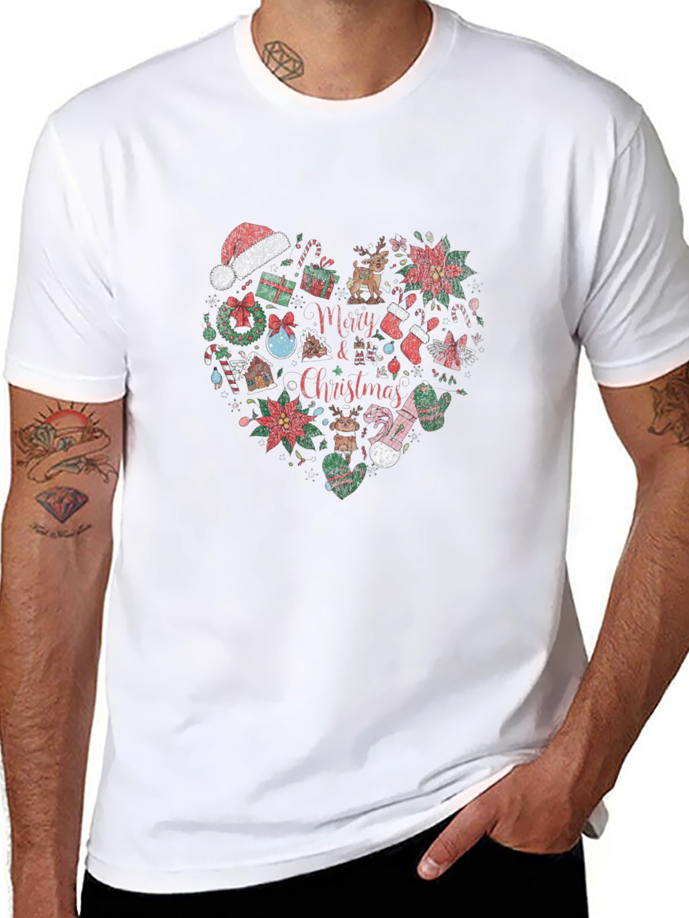 Festive Christmas Heart Graphic T-Shirt
